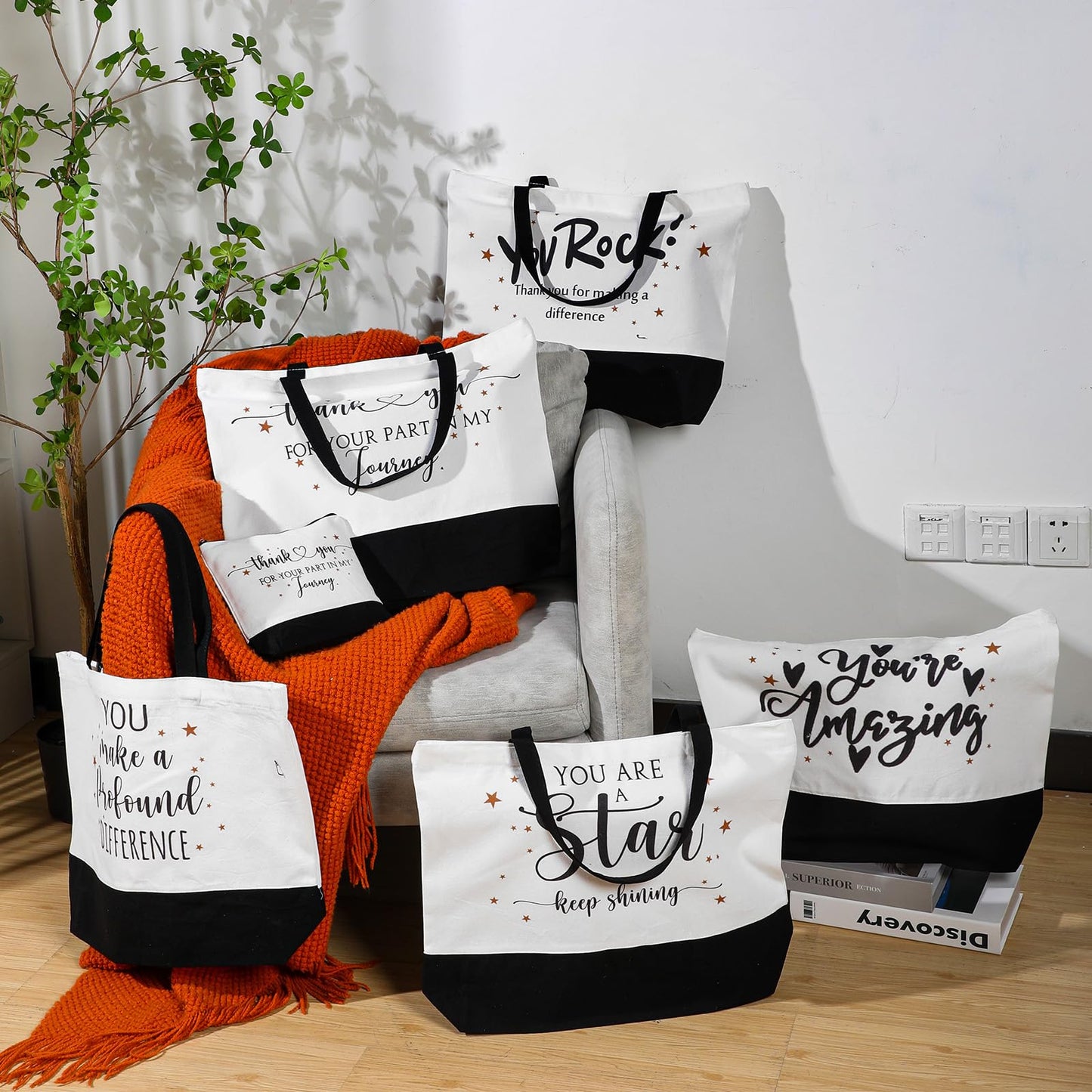 Abbylike 48 Pcs Employee Appreciation Gift Thank You Tote Bags for Women Vet Tech Week Teacher Coworker Staff Nurse(Mix)