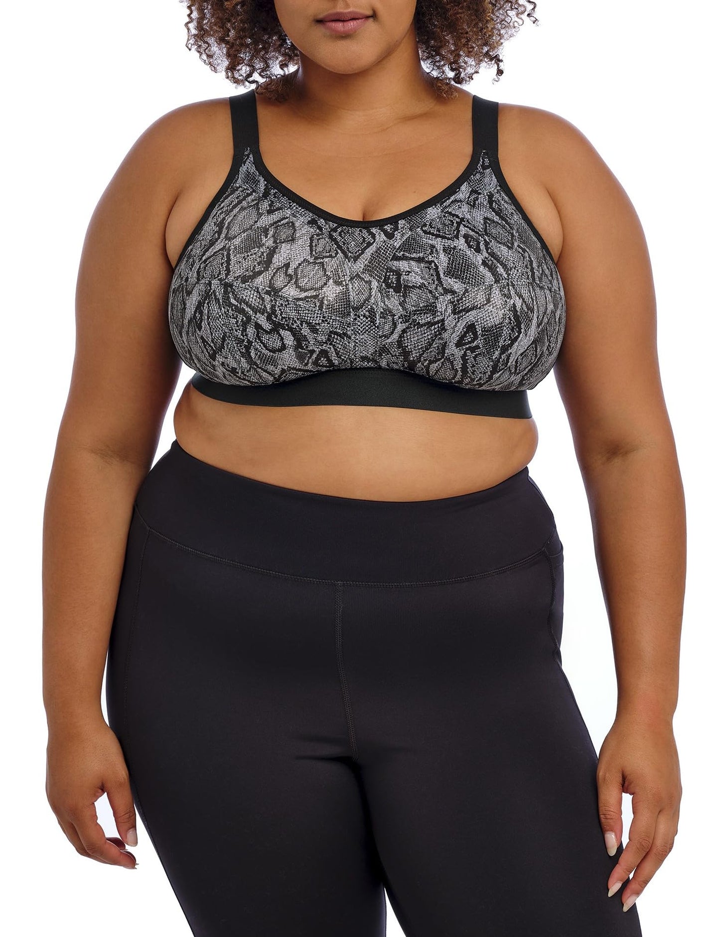 GODDESS Women's Plus Size Non Wired Comfort Sports Bra, Black Snake, 36K