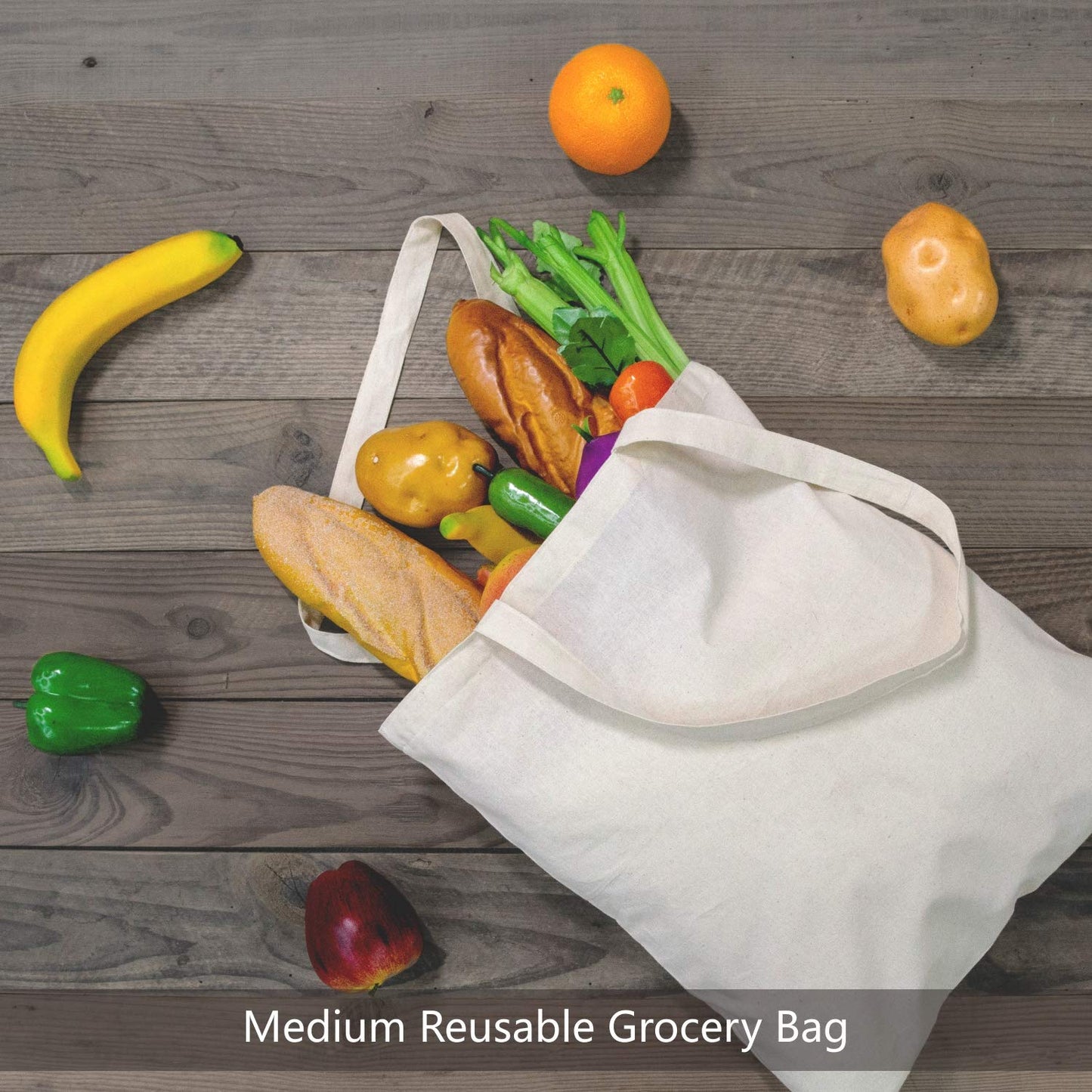 TOPDesign 24-Pack Economical Cotton Tote Bag, Lightweight Medium Reusable Grocery Shopping Cloth Bag, Suitable for DIY, Advertising, Promotion, Gift, Giveaway, Activity