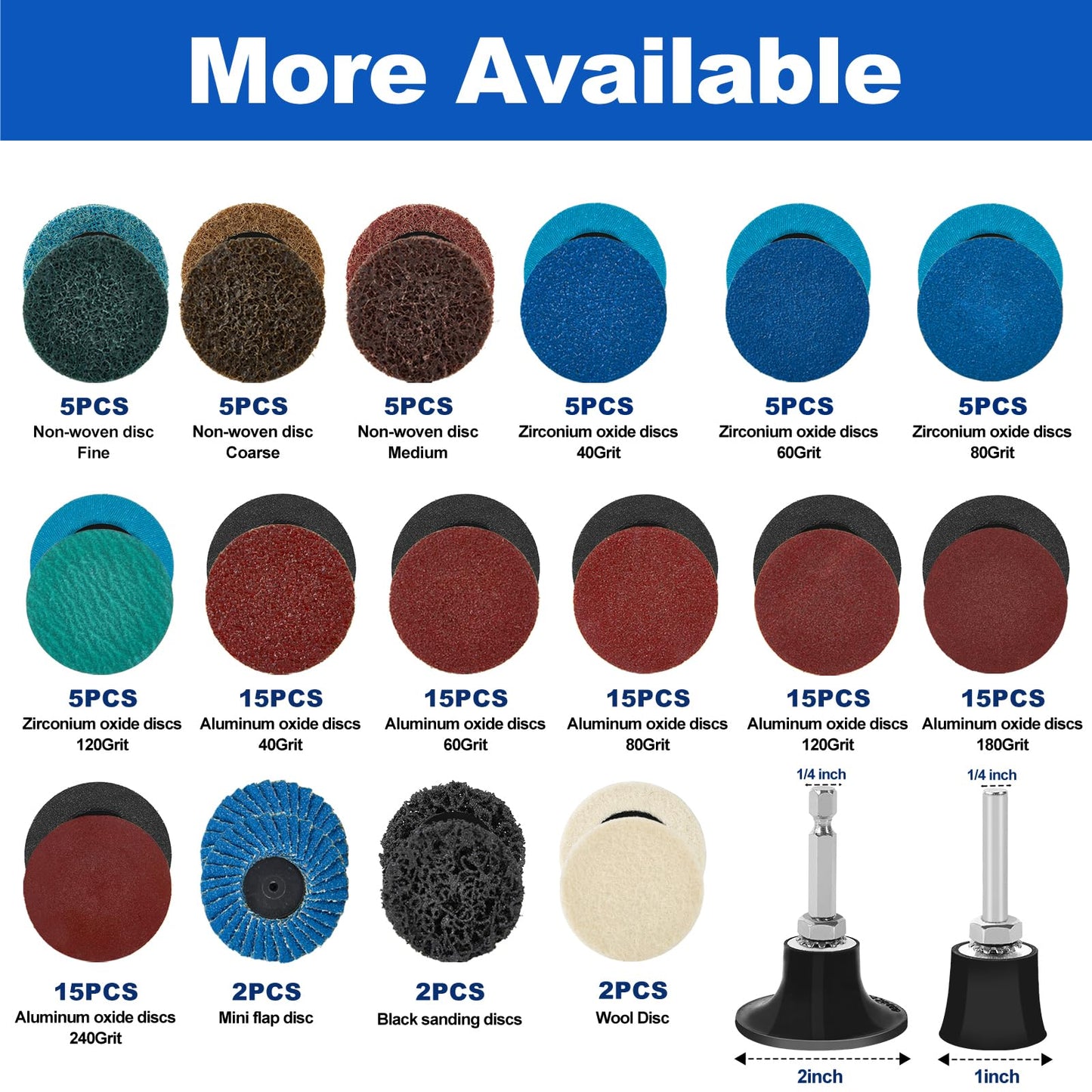 136 PCS 2 Inch Die Grinder Sanding Discs Bits Accessories, Quick Change Disc with 1/4 Roll Lock for Milwaukee Dewalt Right Angle Die Grinder M12, Drill Sanding Attachment Surface Conditioning Tool