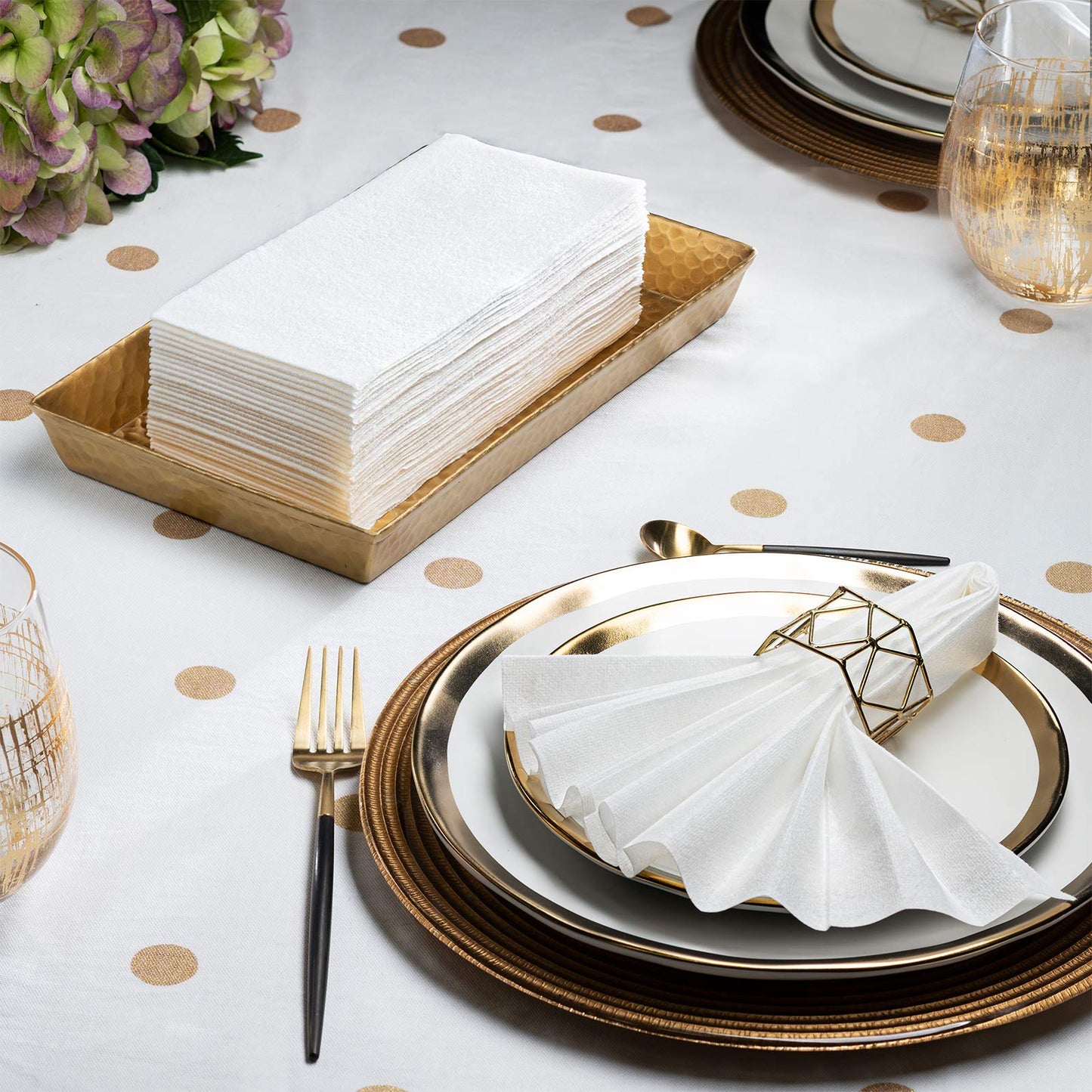 Setup [200 Count - 8.5” x 4” Folded] Linen-Feel Guest Towels - Disposable Cloth Dinner Napkins, Linen Hand Towels for Bathroom, Wedding Napkins (12” x 17 Unfolded) - Formerly Comfy Package