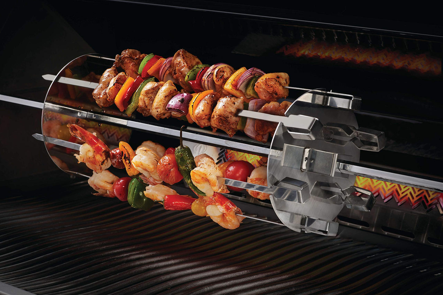 Napoleon BBQ Grill Accessory - Rotisserie Shish-Kebab Skewer Set - 64008 - Fits Most Rotisserie Spit Rods, 6 skewers, 2 Rotisserie Plates, Does Not Include Rotisserie