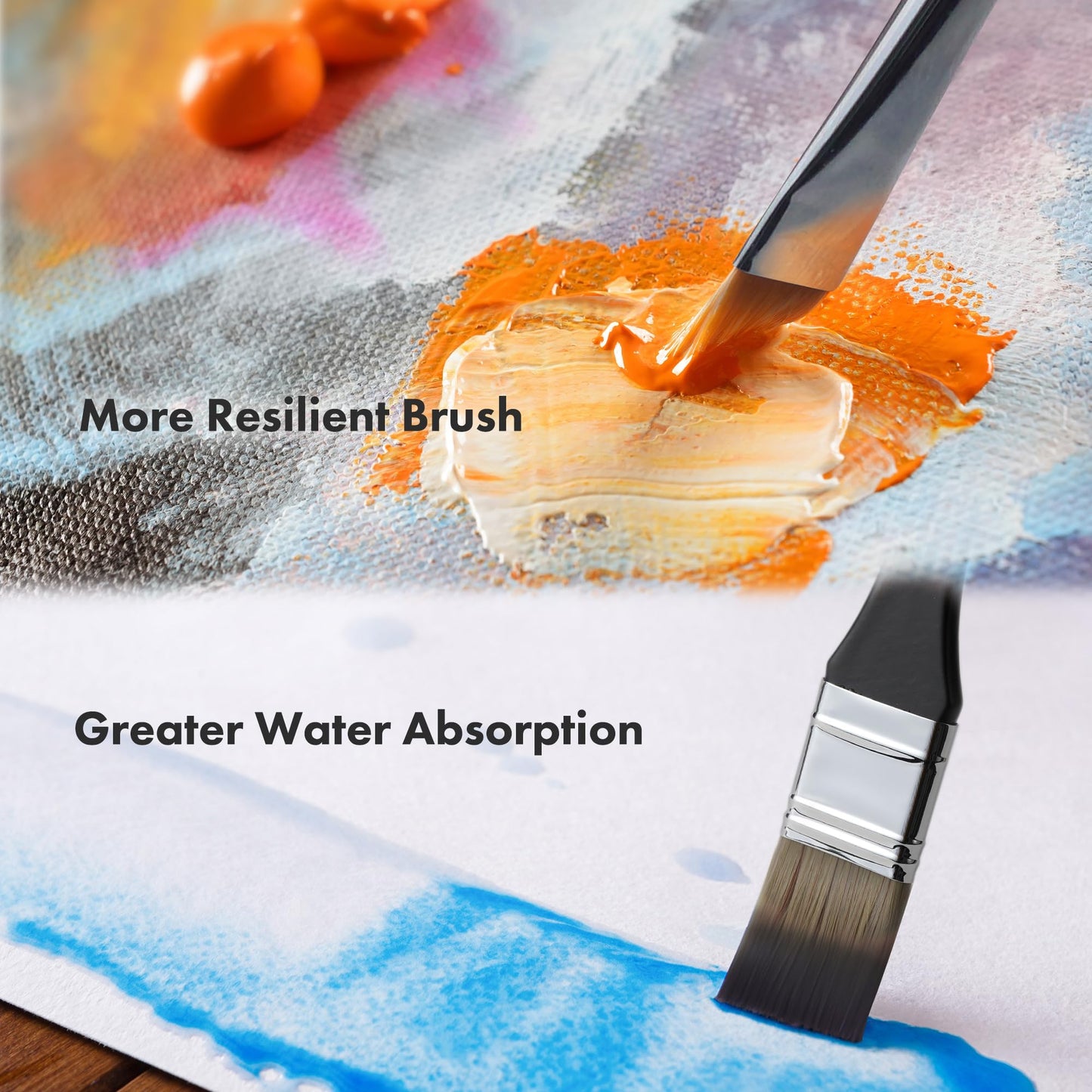 ARTIFY 24 Pieces Paint Brush Set, Expert Series, Enhanced Synthetic Brush Set with Cloth Roll and Palette Knife for Acrylic, Oil, Watercolor and Gouache (Black)