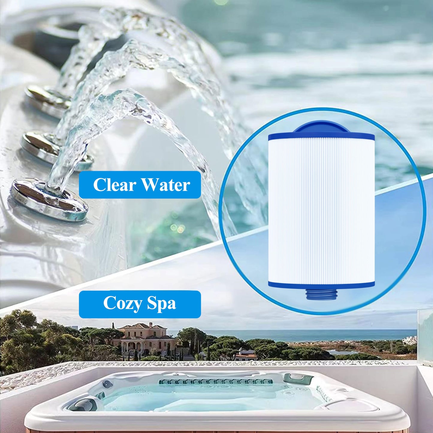 Cryspool Coarse-Thread Spa Filter Replaces 6CH-940, PWW50P3 (NOT PWW50P4), Filbur FC-0359, Waterway Vita Aber,Viking Spa Hot Tub Filter, 2 Pack