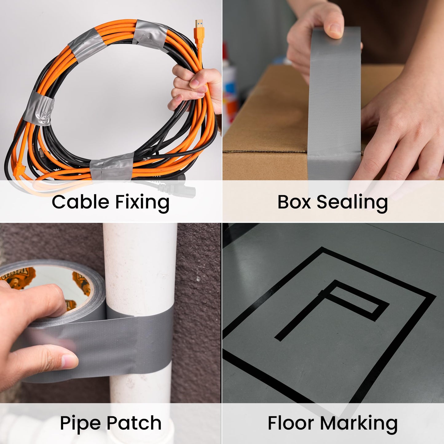 TAPEBEAR 5-Pack Grey Duct Tape Heavy Duty 1.88 Inch x 30 Yards, Waterproof Tape 9mil Thick Strong Adhesive Tape, Writable, No Residue and Tear by Hand for Repairs, Crafts and Sealing
