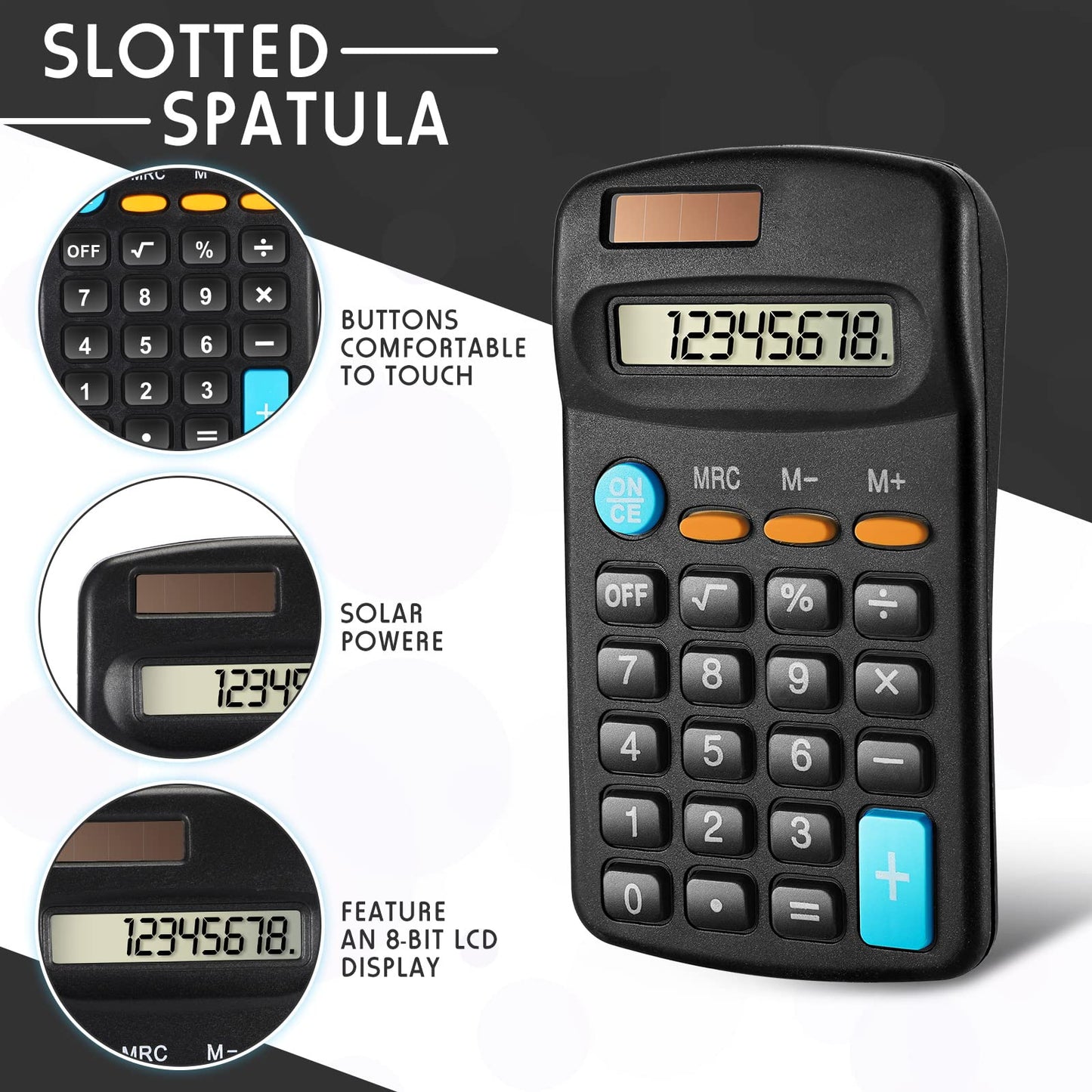 Flutesan 24 Pieces Small Pocket Calculator Bulk, Mini Basic Scientific Calculators for Student Classroom 8 Digit Handheld Solar Battery Dual Power Back to School for Desktop Home Office(Black)