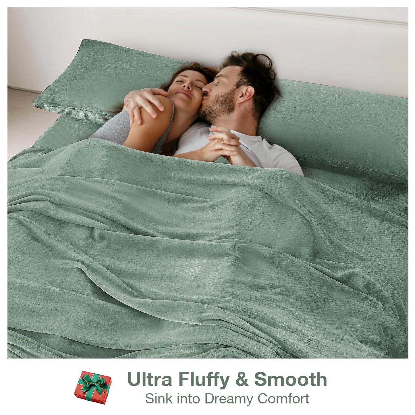 Softan Fleece Sheets Queen Size, Flannel Like Soft, Fuzzy Warm Plush Sheets, Velvet Polar Microfleece Bedding for Winter, Sage Green