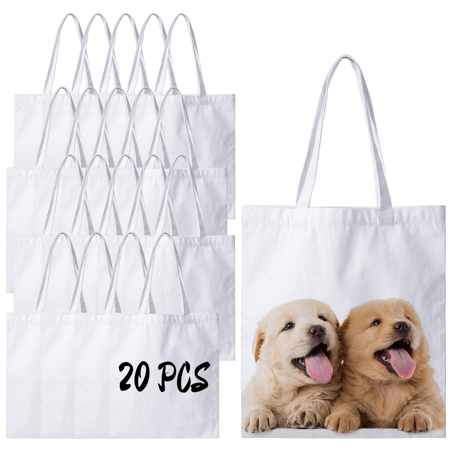 Joyclub 20 Pack Sublimation Tote Bags Blanks Polyester Canvas Tote Bags Reusable Grocery Bags to Decorate Painting Crafting Sublimation DIY For Gift Halloween