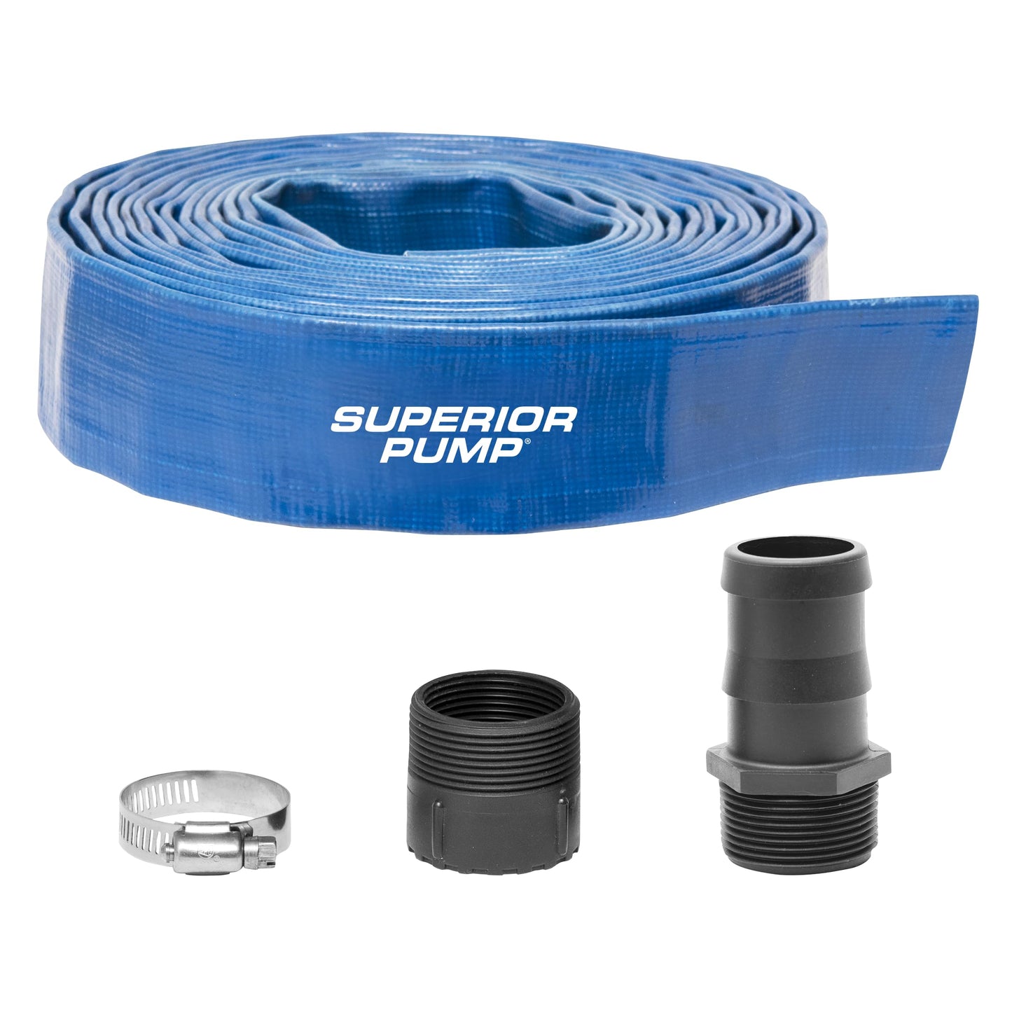 Superior Pump 99621 Lay-Flat Discharge Hose Kit, 1-1/2-Inch by 25-Foot