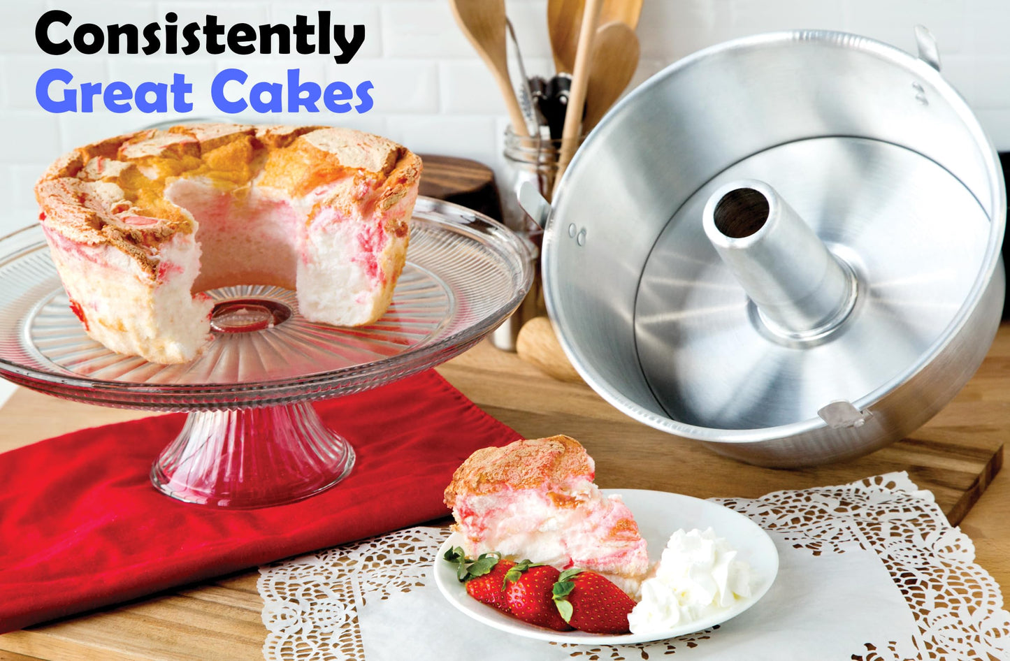 Fox Run Angel Food Cake Pan with Removable Bottom, Aluminum, 9.75" Tube Cake Pan