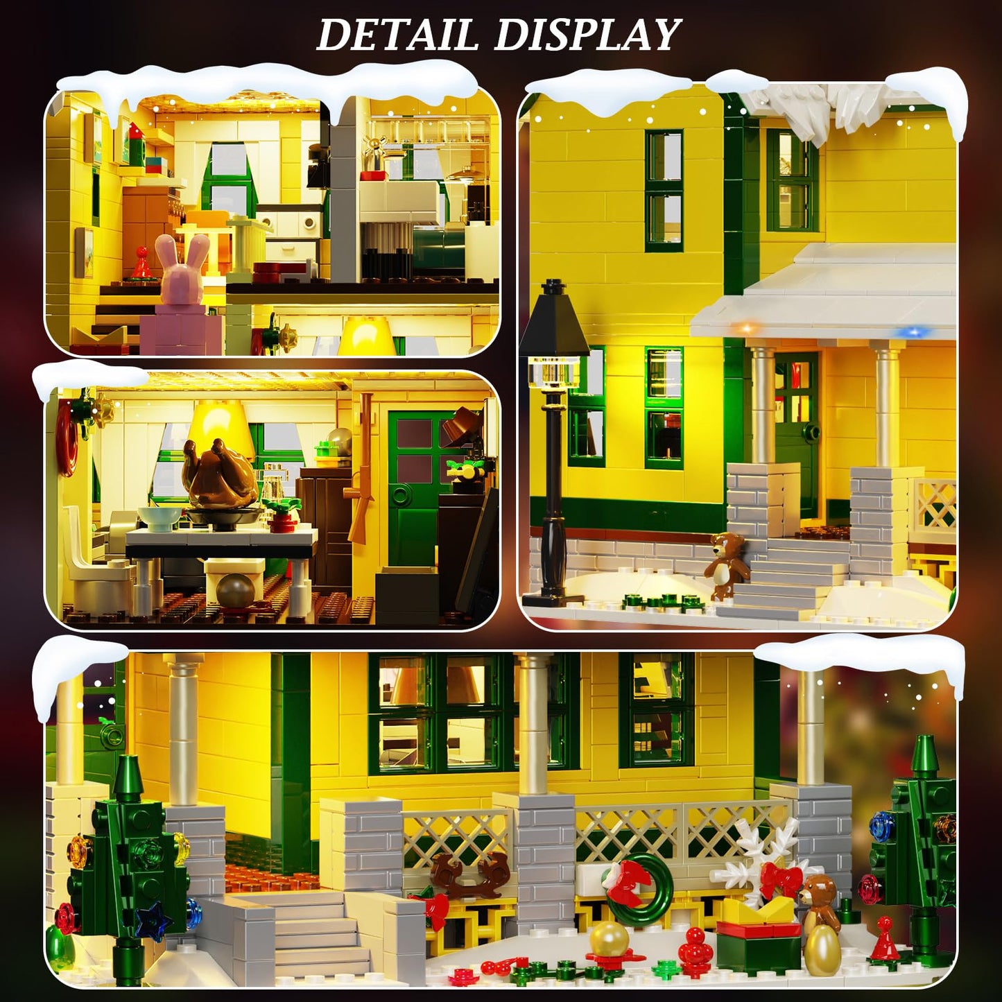 Christmas House Building Set with Light,Story Movie Scene Dollhouse Blocks Toy Model,Compatible with Lego,Christmas or Birthday Present for Adults Kids,Boys Girls(1367 PCS)