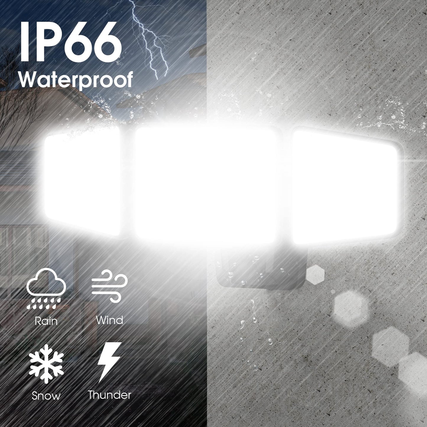 120W LED Flood Light Outdoor, LED Outdoor Security Light, 12000lm High Brightness with 4500K Natural Light, IP66 Waterproof All Aluminum Outdoor Floodlights
