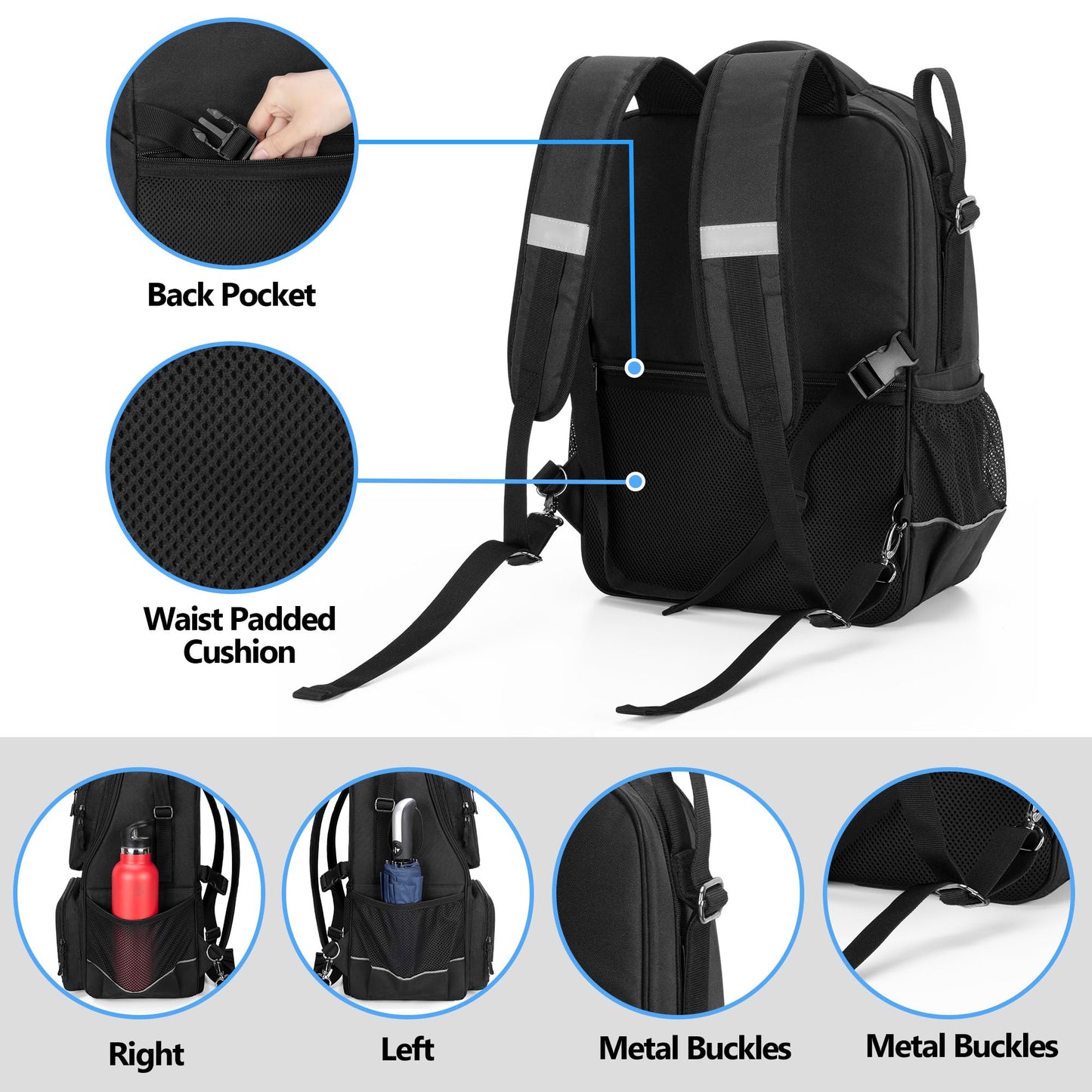 SAMDEW Travel Wheelchair Bag, Wheelchair Backpack to Hang on Back with Cup Holder, Wheel Chair Accessories Backpack for Adult & Senior, with Thermal Insulation Pocket for Medicine Storage, Bag Only