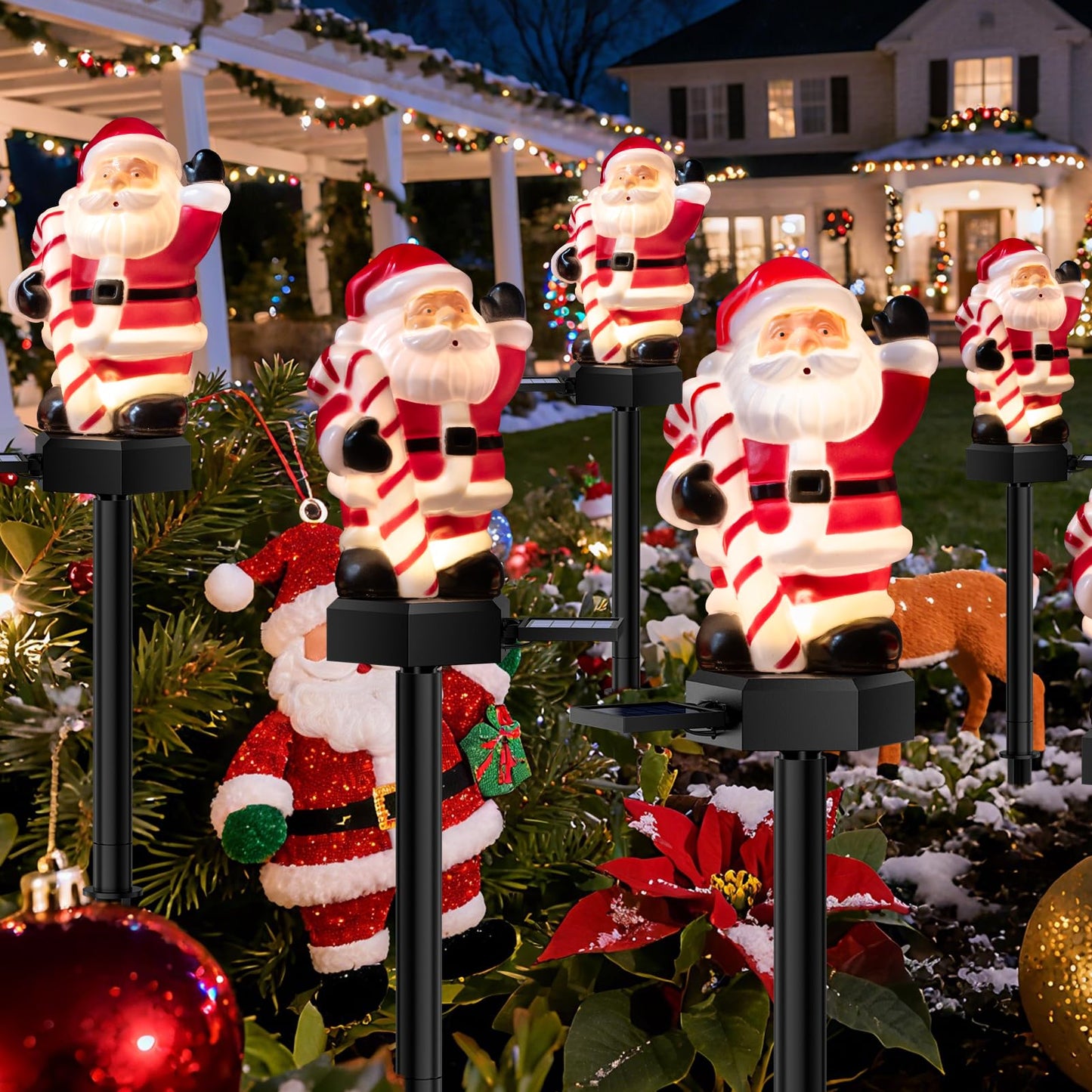 4 Packs Christmas Solar Garden Light with Santa Claus, 17.7 Inches Garden Solar Light Outdoor for Christmas Decoration, Auto ON/Off, IP65 Waterproof, Suitable for Courtyard, Pond, Walkway Decoration