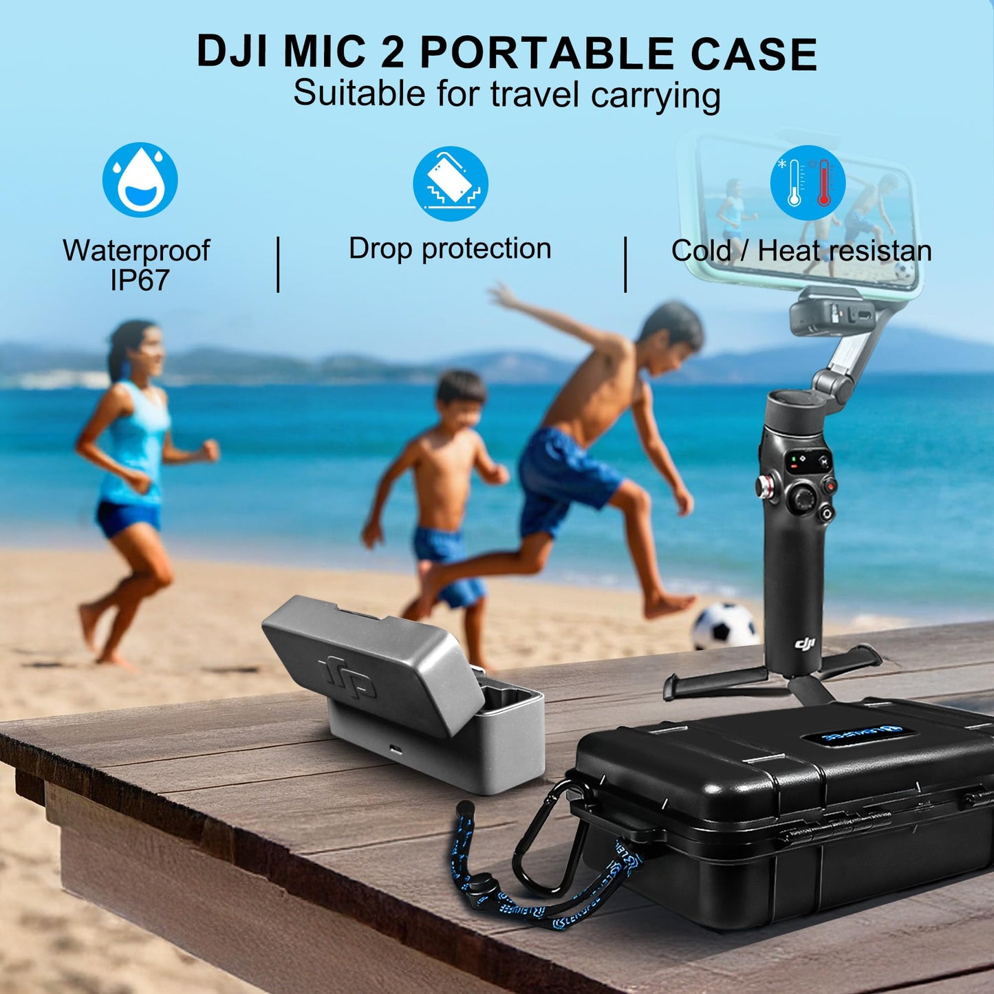 Lekufee Travel Waterproof Hard Case for DJI Mic 3, Mic 2, Mic Mini, Transmitter, Receiver, Lavalier Mic, Accessories(Case Only)
