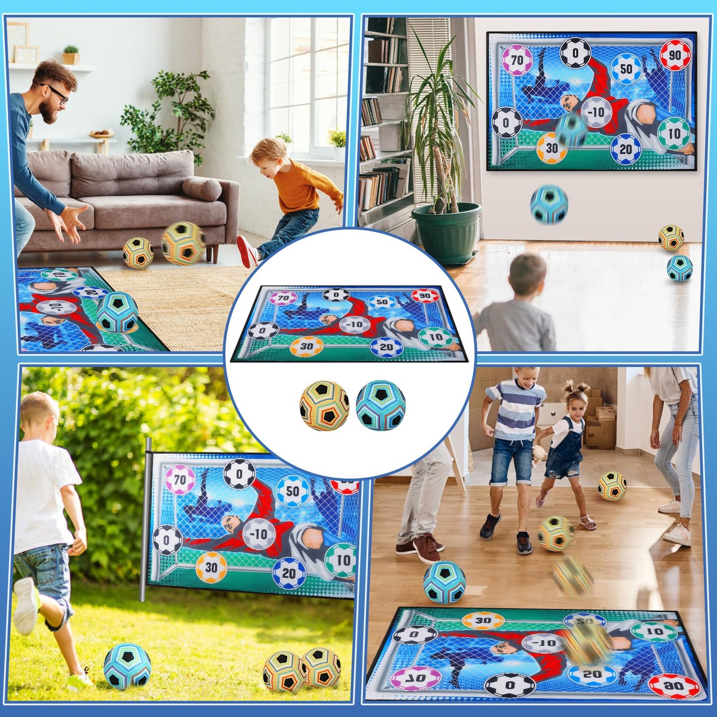 VATOS Soccer Ball Game Set for Kids, Indoor Outdoor Backyard Toss Soccer Goal Game with Velcro Balls, Toddlers Gift for 3 4 5 6 7 8 Year Old Boy Toys