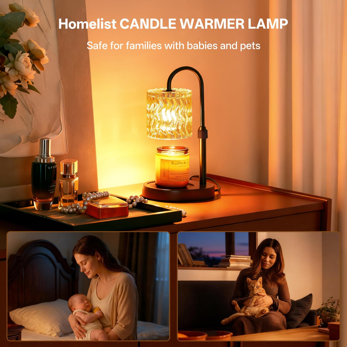 Homelist Candle Warmer Lamp, 2026 New Years Decorations, Adjustable Height Candle Warmer with Timer, Gifts for Women, Mother's Day for Mom Dimmable Candle Lights for Bedroom, Tea Room, Rest Room