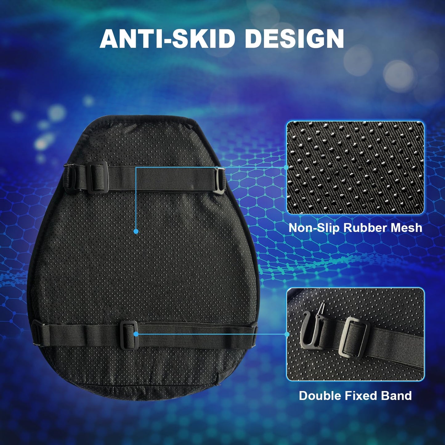 Motorcycle 3D Honeycomb Shock-Absorbing seat Cushion & Cushion Cover, Hollow and Breathable, Hel Material is Compressive, Non-Breaking, Non-Hardening, Soft and Comfortable