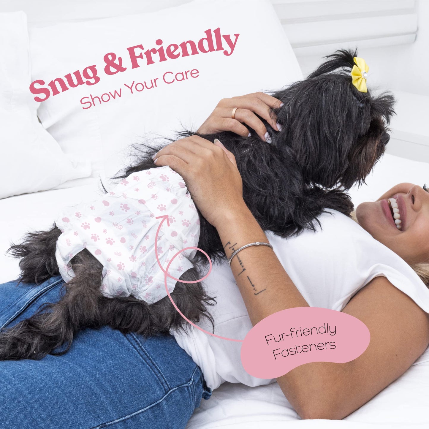 Comfortable Female Dog Diapers - 50-Pack Super Absorbent Disposable Doggie Diapers - FlashDry Gel Technology & Wetness Indicator - Leakproof Diapers for Dogs in Heat, Excitable Urination, Incontinence