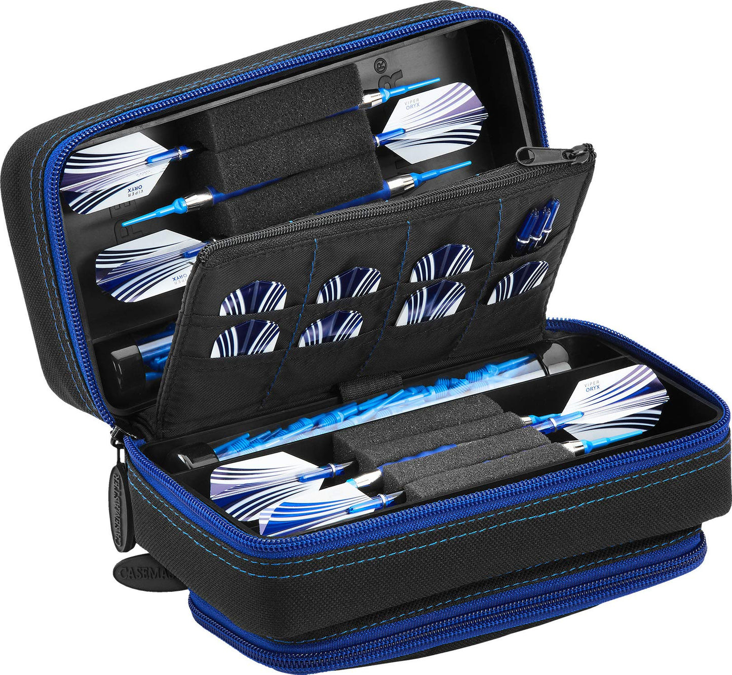 Viper by GLD Products Casemaster Plazma Pro Dart Case with Sapphire Zipper for Soft and Steel Tip Darts, Holds 6 Darts and Features Large Front Pocket for Mobile Device