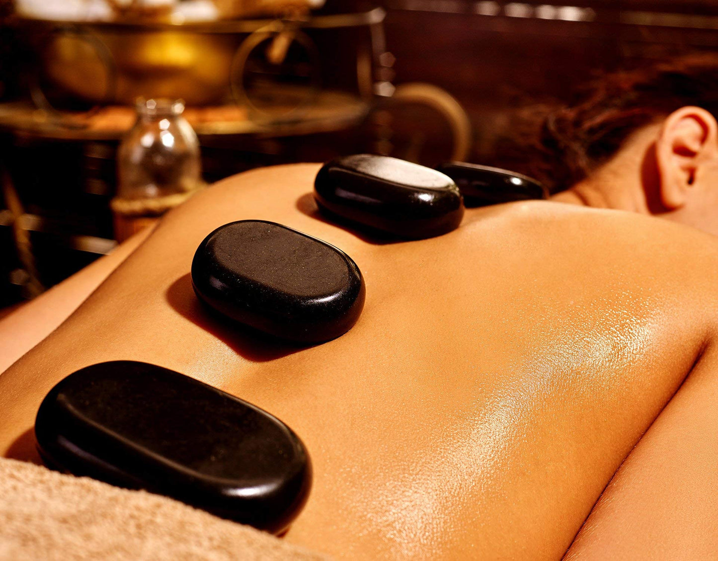 QYLHH 18 Hot Massage Stones Set Natural Basalt Warm Rocks Kit for Home Spa Massager