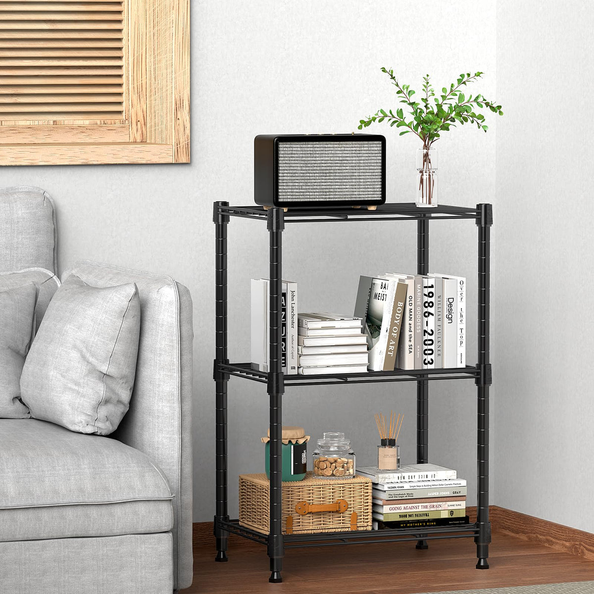 MZG 450 lbs Steel Storage Shelving 3-Tier Utility Shelving Unit Steel Organizer Wire Rack for Home,Kitchen,Office 30 D x 45 W 67 H (cm)