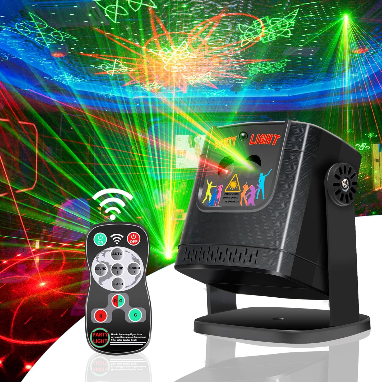 Mini Disco Ball Party Light, 60 Patterns Sound Activated DJ Strobe Lamp with Remote, Red & Green LED Projector, USB Powered Party Favors for Kids Birthday Gift, Home Room Dance Club Decorations