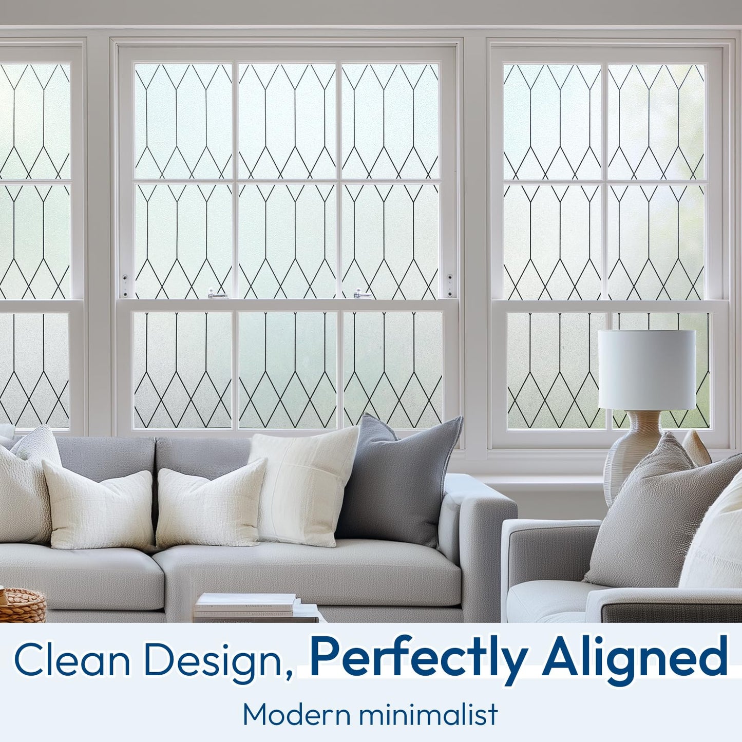 rabbitgoo Window Films for Privacy, Static Cling Frosted Glass Stickers, Non-Adhesive Removable Decorative Window Coverings, Anti-UV Heat Control for Bathroom Home Office Glass Door, 60x200cm