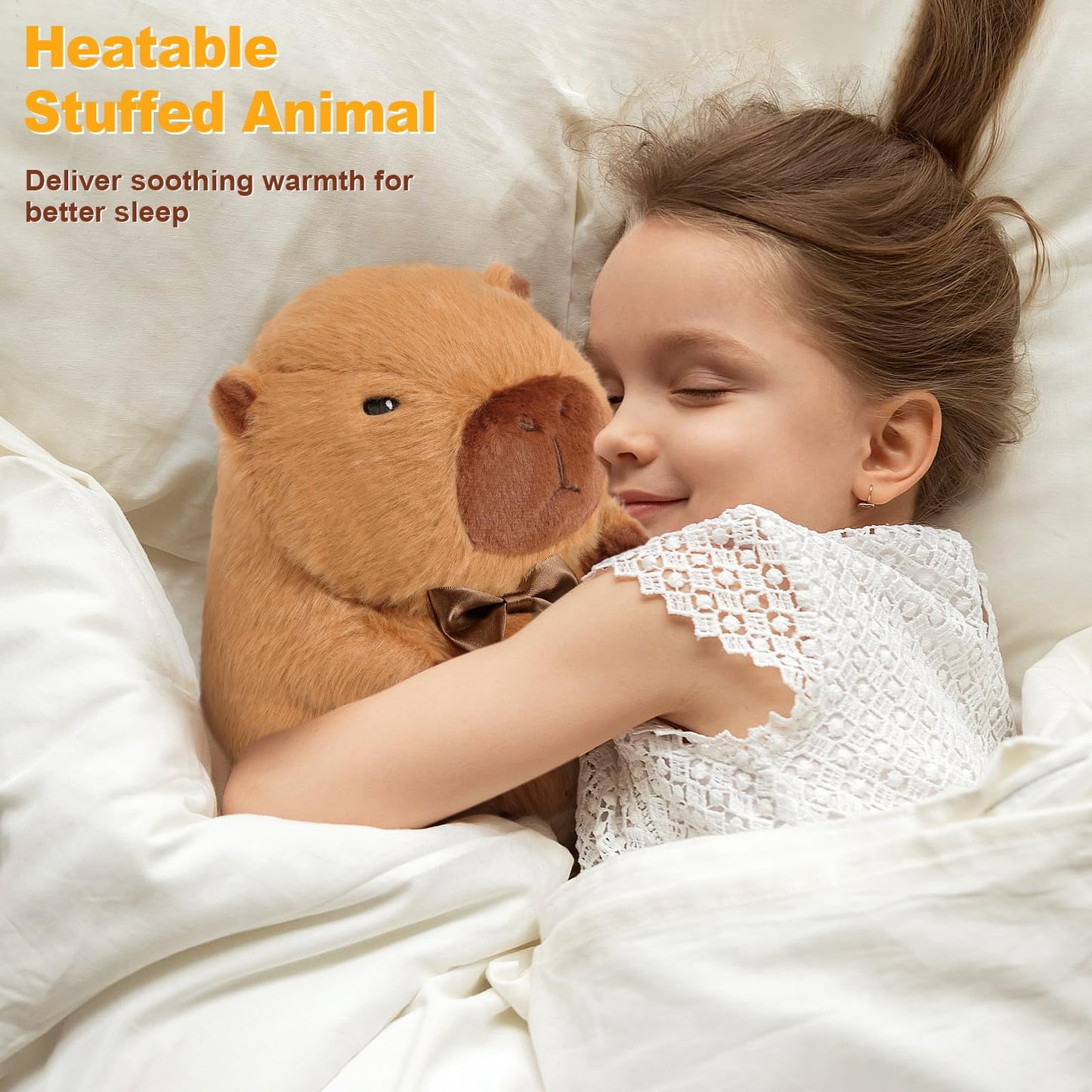Ditucu Original Capybara Microwavable Weighted Stuffed Animal 2 lbs Heating Plush for Period Cramps Pain Plushies Toys Gifts for Kids Brown 9 inch