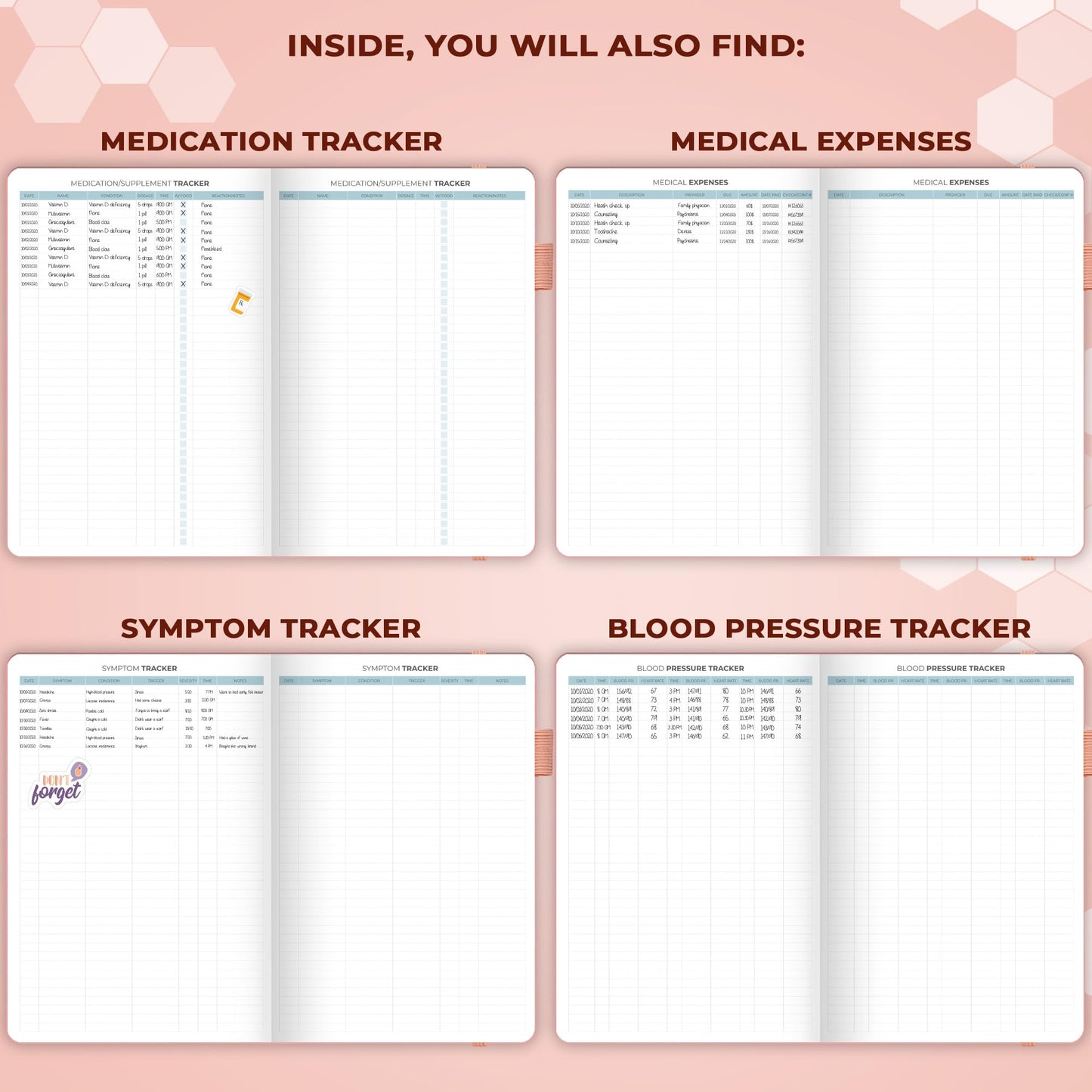 Clever Fox Large Medical Planner 12-Month – Medical Notebook, Health Diary, Wellness Journal to Track Health – 12 Months, 7x10.5″ (Light Pink)