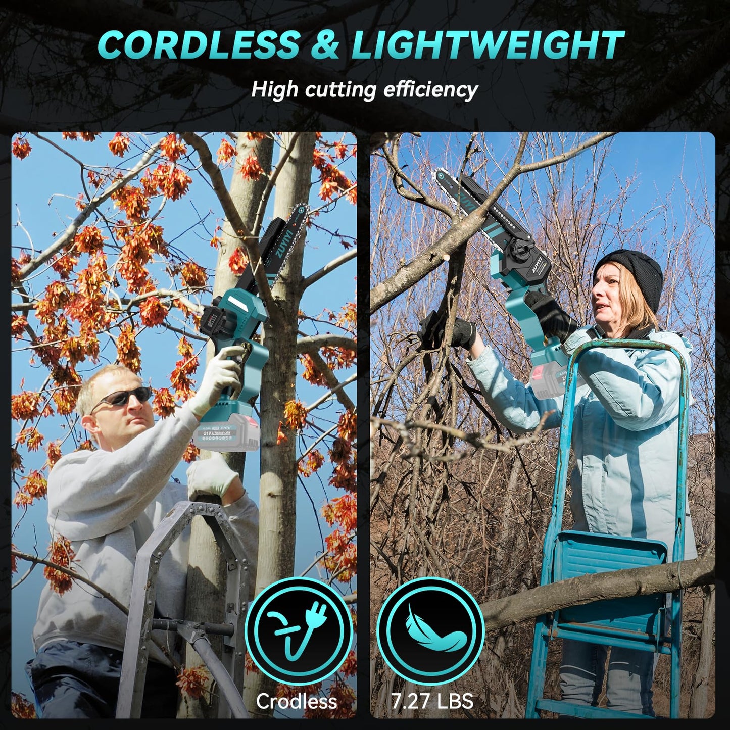 ZUYIYI Mini Chainsaw 6 Inch Cordless for Makita 18V Battery, Brushless Handheld Small Chain Saw with Auto Oiler, Electric Chainsaw for Garden Courtyard Tree Branch Wood Cutting (Battery NOT Included)