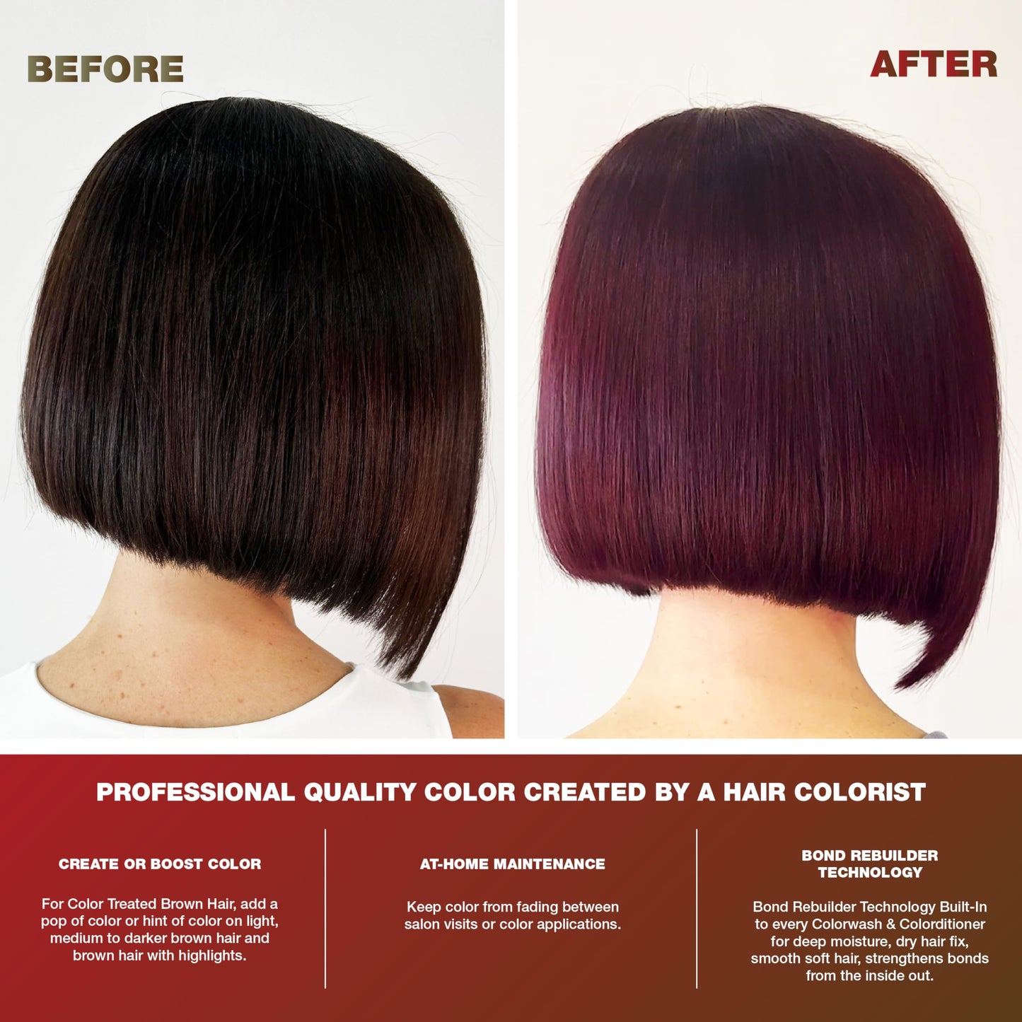 Celeb Luxury Red Duo Color Depositing Colorwash Shampoo & Conditioner Set for Brunettes + Bondfix Bond Rebuilder, Semi Permanent Hair Color, Vegan Hair Dye