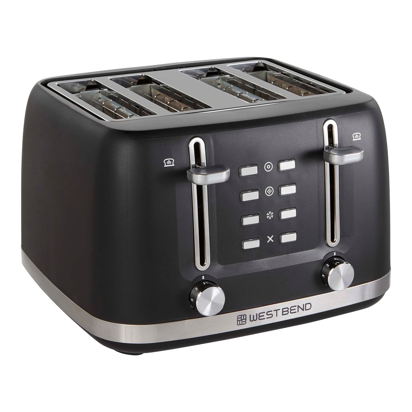 West Bend Toaster 4 Slice Extra-Wide and Deep Slots with 3 Functions and 7 Shade Settings Manual Lift Lever and Auto-Shut Off, 1500-Watts, Black