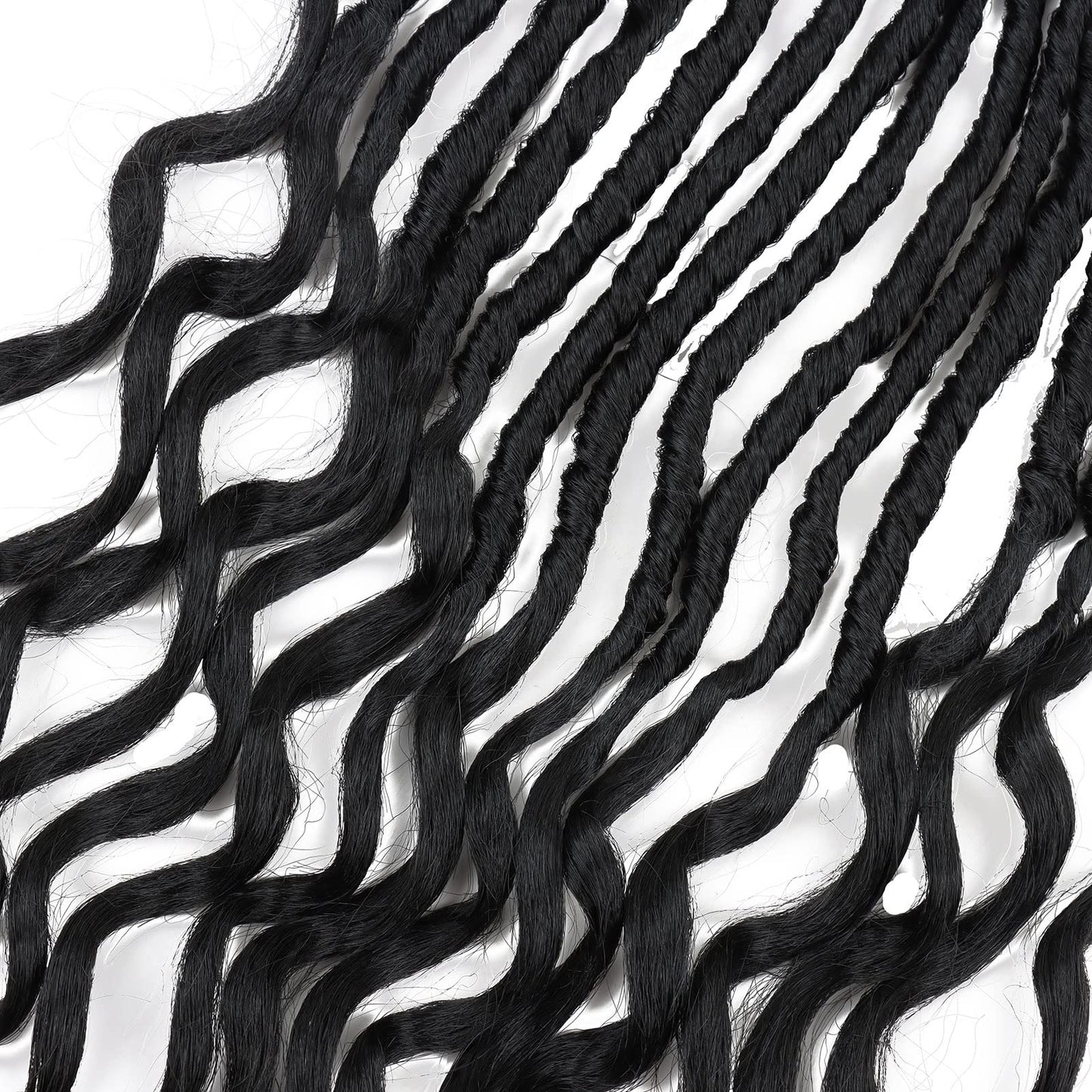 24 Inch Faux Locs Crochet Hair 6 Packs Soft Goddess Locs Crochet Braids Deep Wave Pre Looped Crochet Hair Extensions for Black Women (24 Inch, 1B)