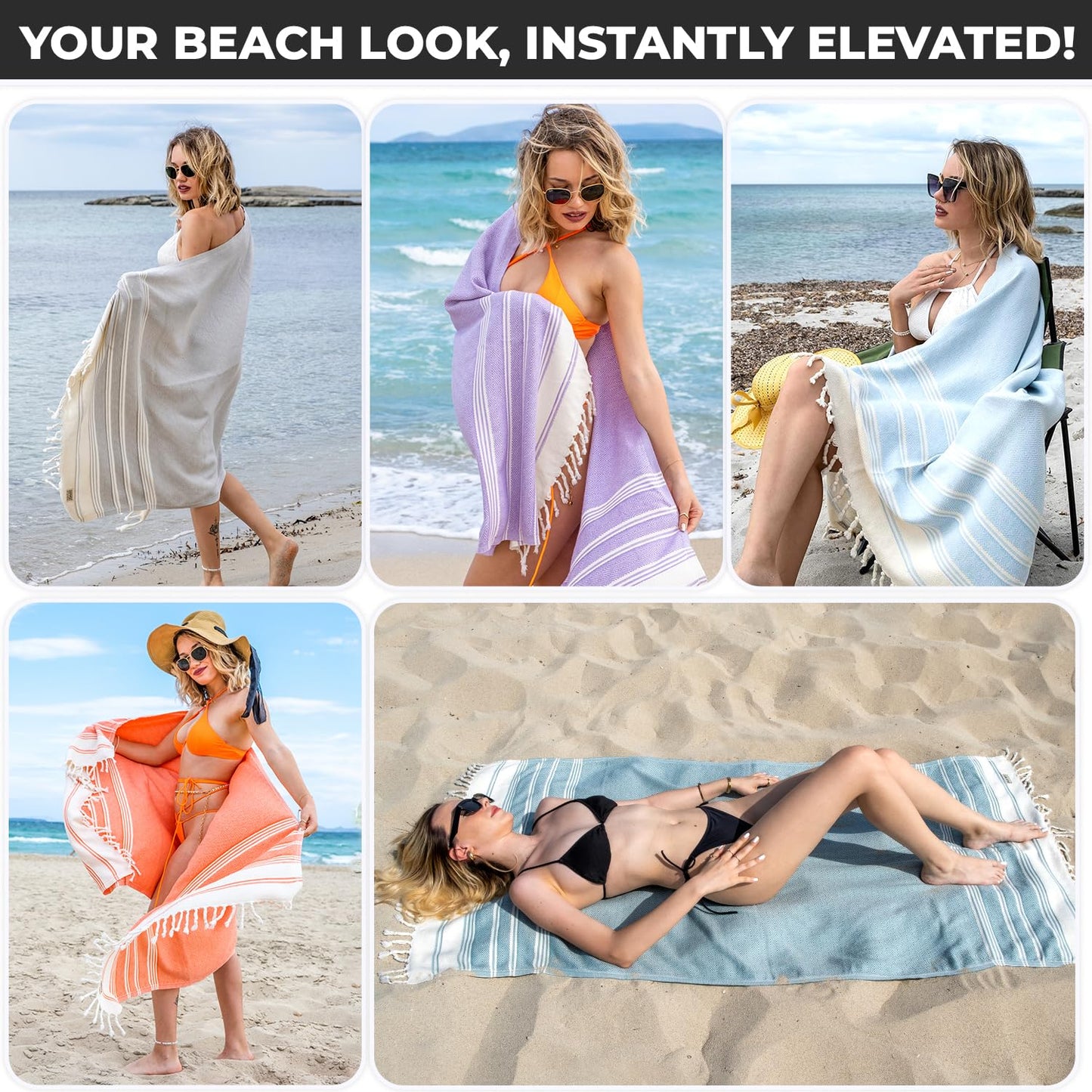 DEMMEX Organic Diamond Turkish Bath & Beach Towel | 100% Oeko-TEX Certified Turkish Cotton, Ultra-Soft, Quick-Dry, Lightweight & Oversized Luxury Peshtemal Towel, Prewashed, 180x90cm, Denim Blue