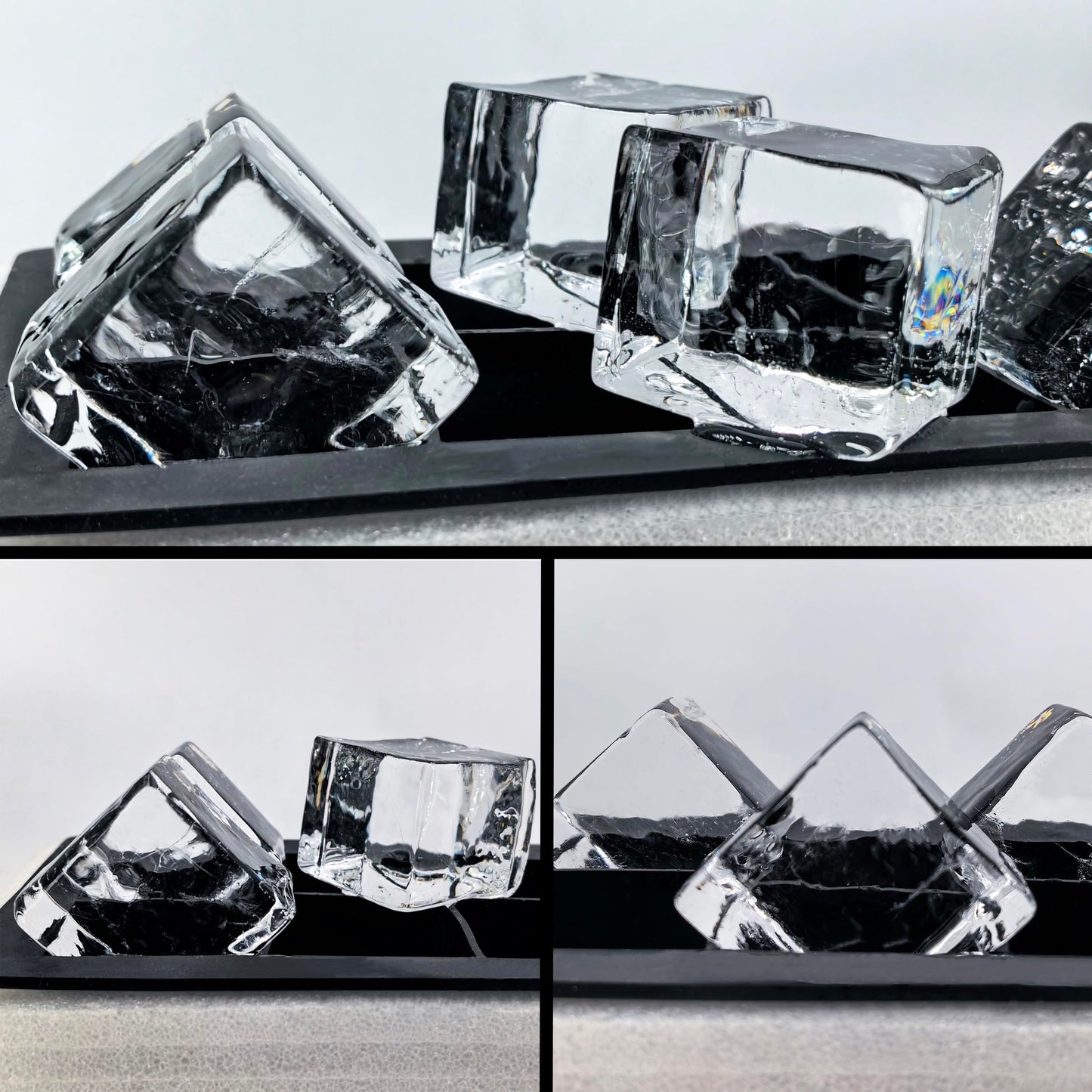 Clear Ice Cube Maker Tray - 2 Inch Clear Ice Cube Silicone Mold,10 Large Crystal Ice Cubes for Whiskey and Cocktail