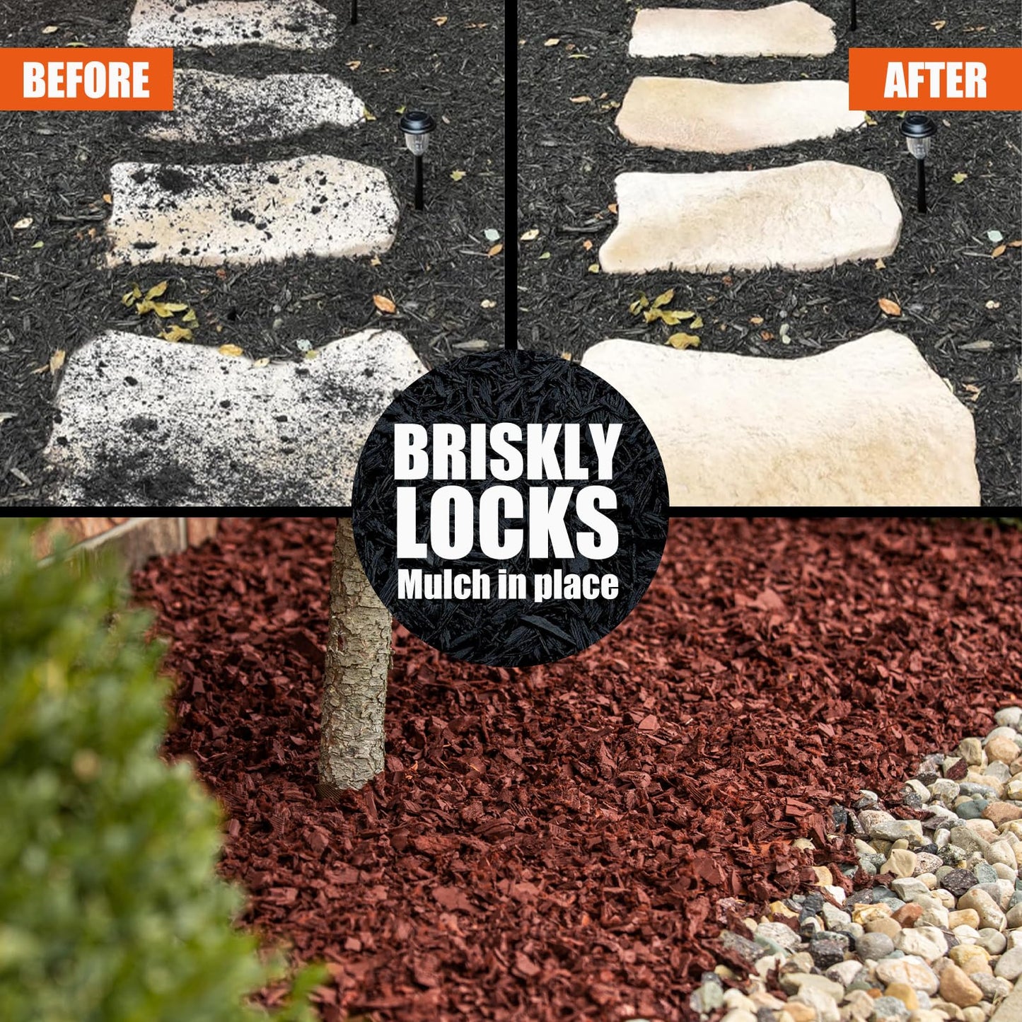 Shabebe Mulch Glue for Landscaping, 80% Superior Hold 1 Gallon Rock Glue,2X Coverage vs Regular–Ideal for Mulch, Pine Straw, Stone–Fast-Drying, Non-Toxic,Dries Clear, Pea Gravel Stabilizer for Garden