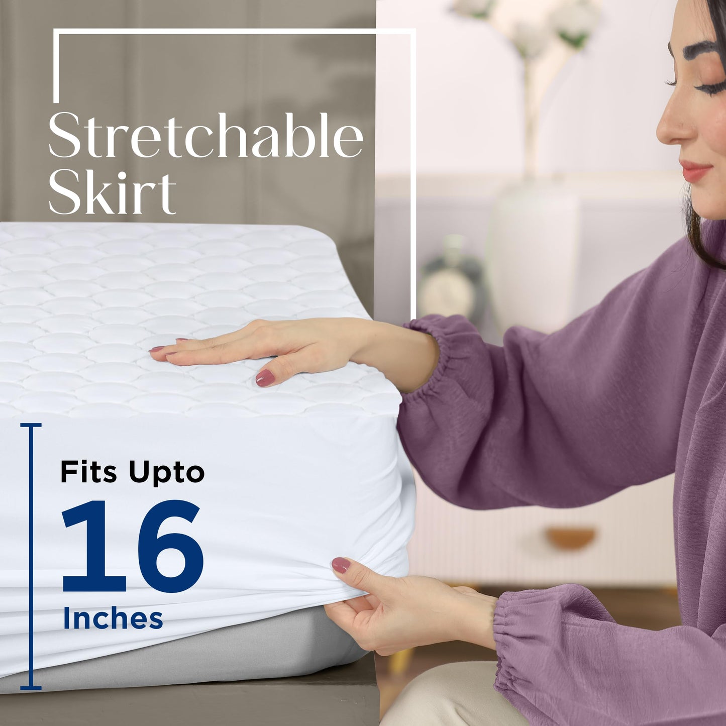 Utopia Bedding Waterproof Mattress Protector, King Mattress Pad, Quilted Fitted Cover Stretches up to 16 Inches Deep Pocket (White)