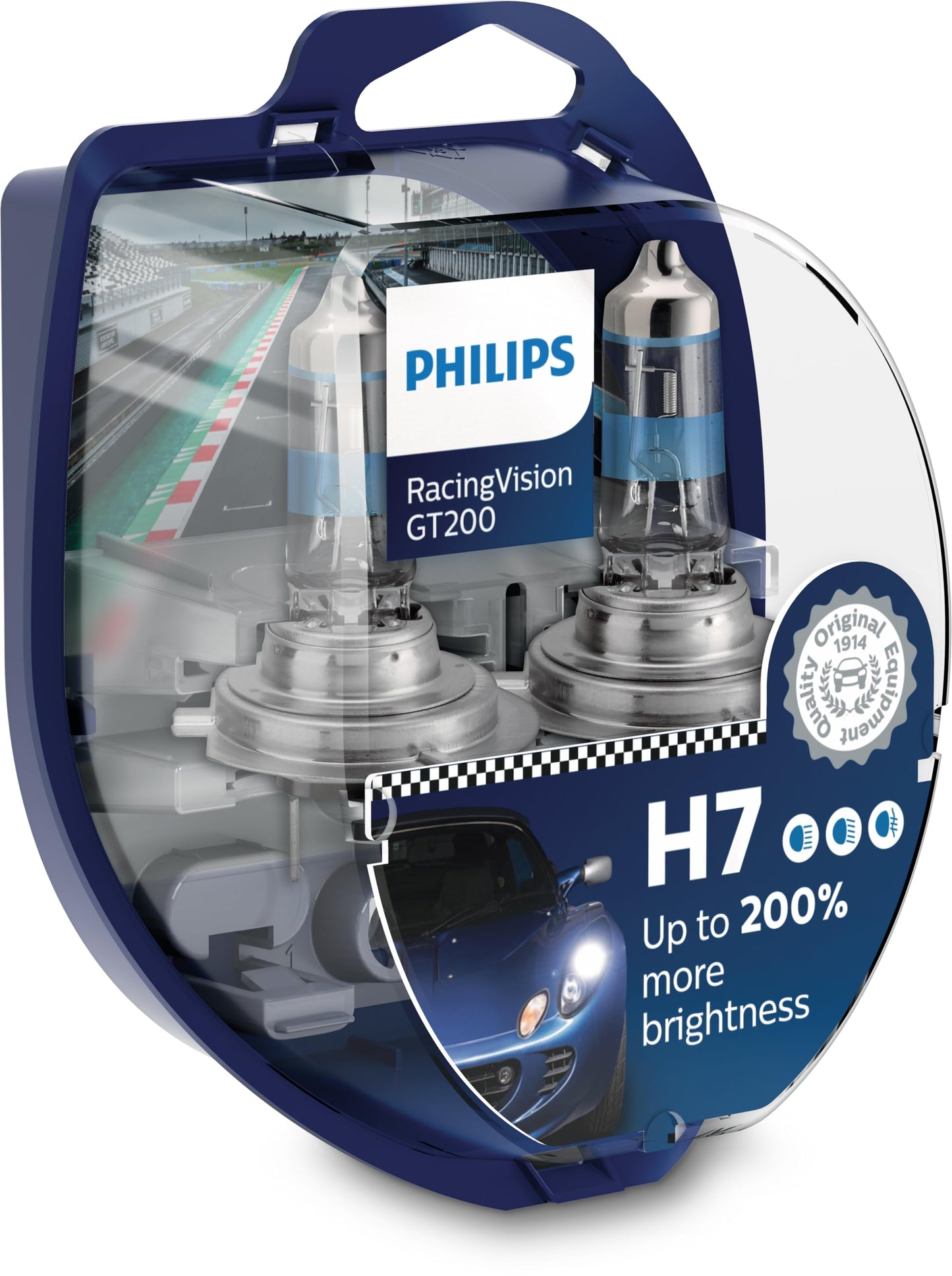 Philips Halogen RacingVision GT200 H7 Headlight Bulb +200% Double Set 12972RGTS2 Twin Box Silver