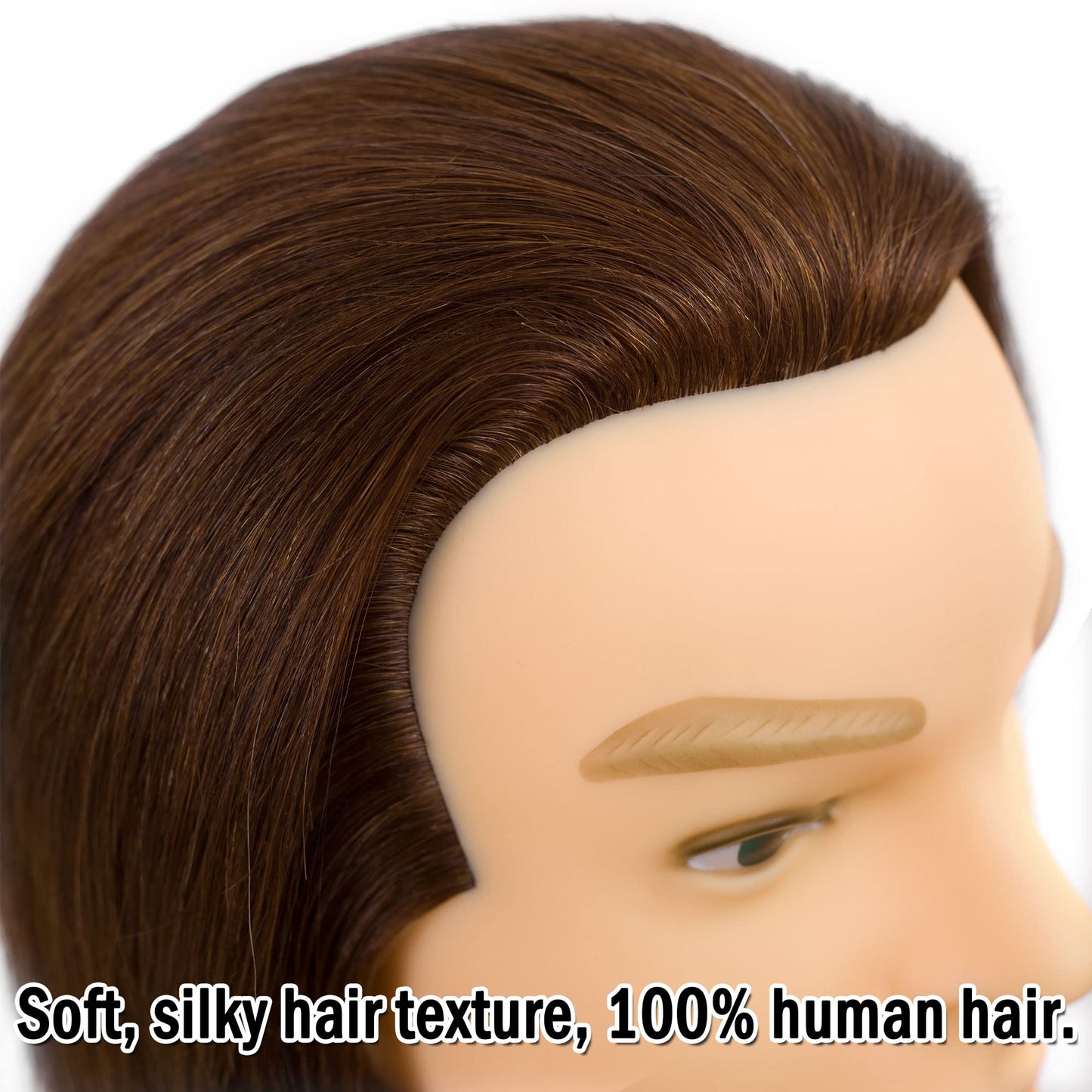 DIRUISI Male Mannequin Head with 100% Human Hair, 8Inch 3B#, PVC Material, Cosmetology Education Focus