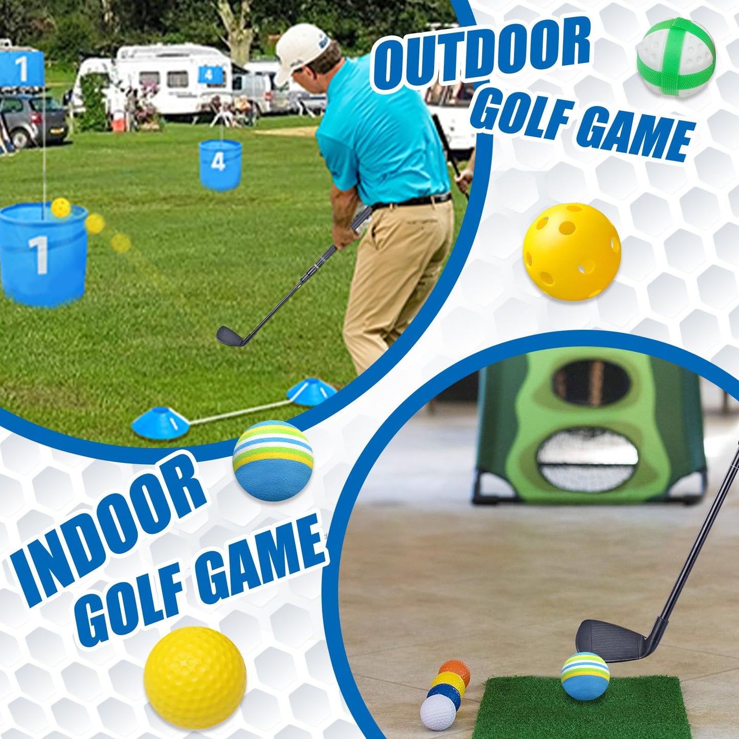 Plastic Golf Club Collapsible - Right Hand for Game & Travel, Golf Chiper Game Club for Junior, Adults Indoor Outdoor Training Bucket Pong Games for Family, Hit Plastic Foam Balls -1PCS