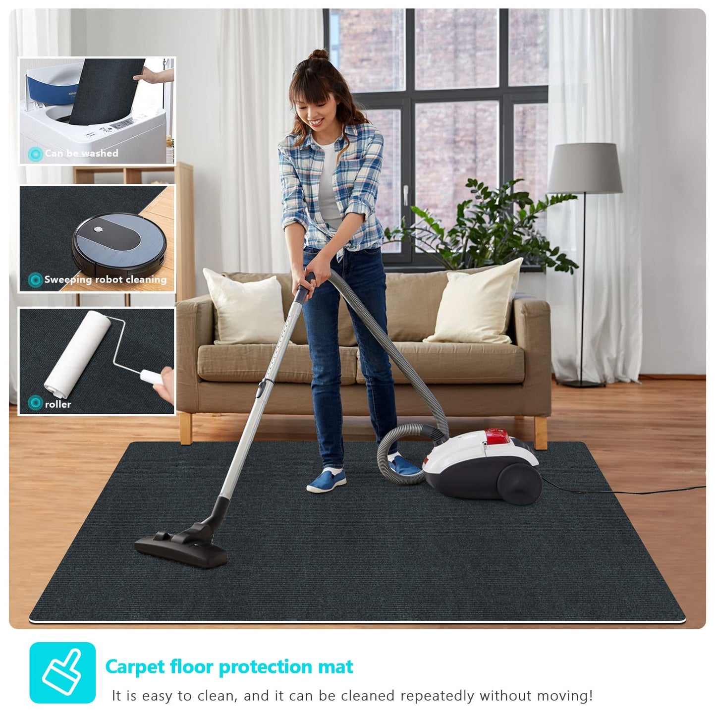 Office Chair Mat Carpet Floor Mat JAYFAN Office Rug Gaming Desk Mat Computer Chair Mats About 55" X 63" PVC Floor Mat Carpet Chair Mats Floor Protector Non Slip Rug Pad Chair Mat for Hardwood Floor