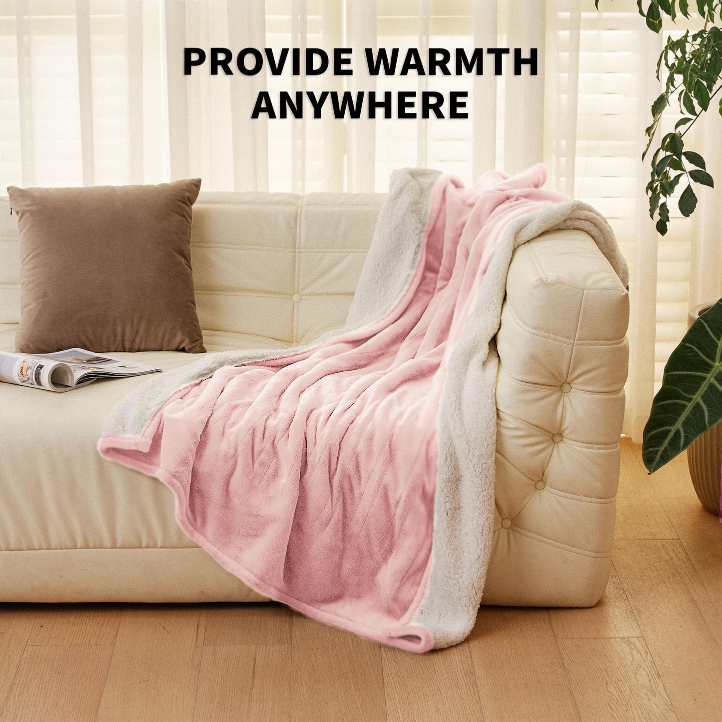 JET'S HOME Heated Blanket 50"x60" - ETL Certified Flannel Electric Blanket Throw Machine Washable Heating Blanket with 5 Heating Levels 3 Hours Auto-Off Overheating Protection Gifts for Women (Pink)