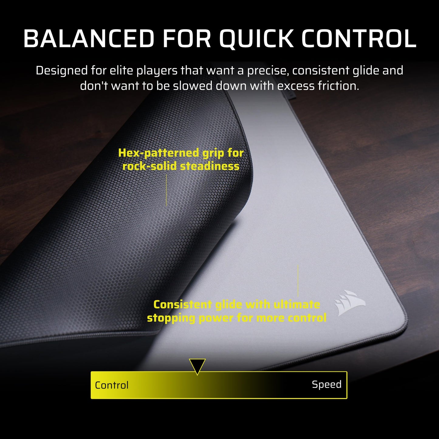 CORSAIR MM PRO Control Cloth Medium Gaming Mouse Pad – Esports-Tuned Surface for Precision & Micro-Adjustments, 4mm Thick Non-Slip Base, Durable Stitched Edges – Gray