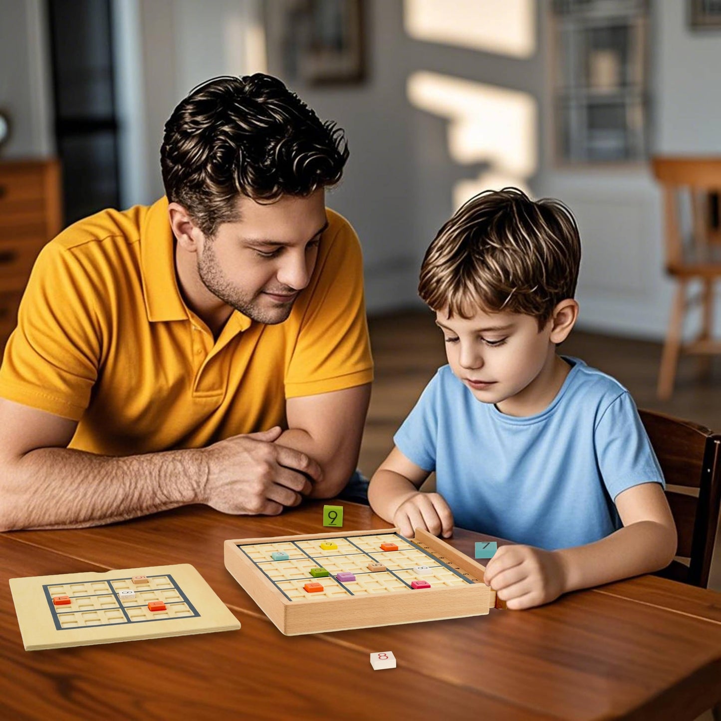 BOHS Wooden Rainbow Sudoku Board Game for Kids - 3 in 1 Easy to Hard - with Book of 320 Sudoku Puzzles - Desktop Brain Teaser Game Toys