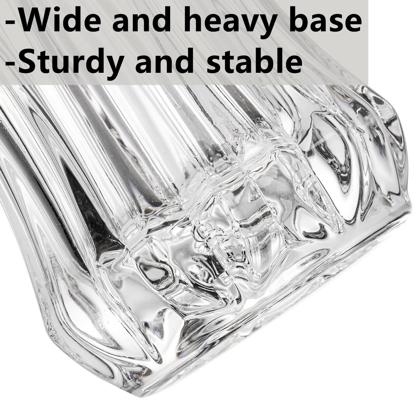 Dicunoy Set of 2 Glass Flower Vase, 9.5" Large Crystal Vase, Clear Flower Vases for Centerpieces, Modern Crystal Rose Vase, Heavy Duty Cylinder Flared Vase with Heavy Base for Home Office Decoration