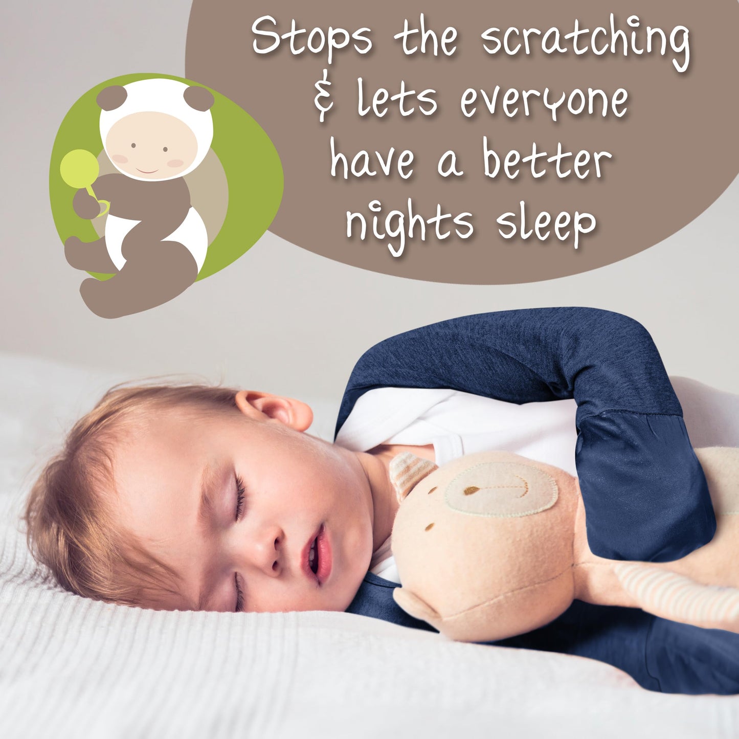 Bamboo Bubby Eczema Mitten Scratch Sleeves | Eczema Treatment Eczema Clothing, Midnight Blue, 5-6YR