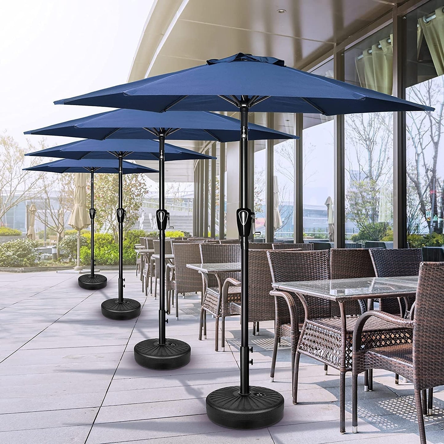 Simple Deluxe 9FT Outdoor Patio Umbrella Table Market Umbrella with Push Button Tilt and Crank, 8 Sturdy Ribs, UV Protection Waterproof for Garden, Lawn, Deck, Backyard, Pool, Blue