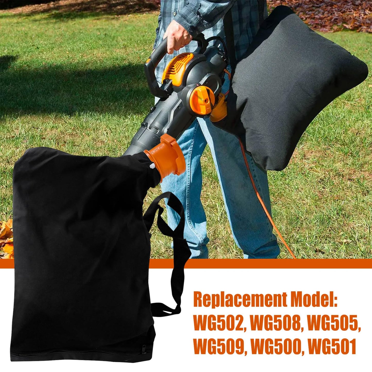 2 PCS 50026858 Leaf Blower Vacuum Bag Replacement Model WG502 WG508 WG505 WG509 WG500 WG501 Leaf Collection Bag WGBAG500 Bag Replacemen