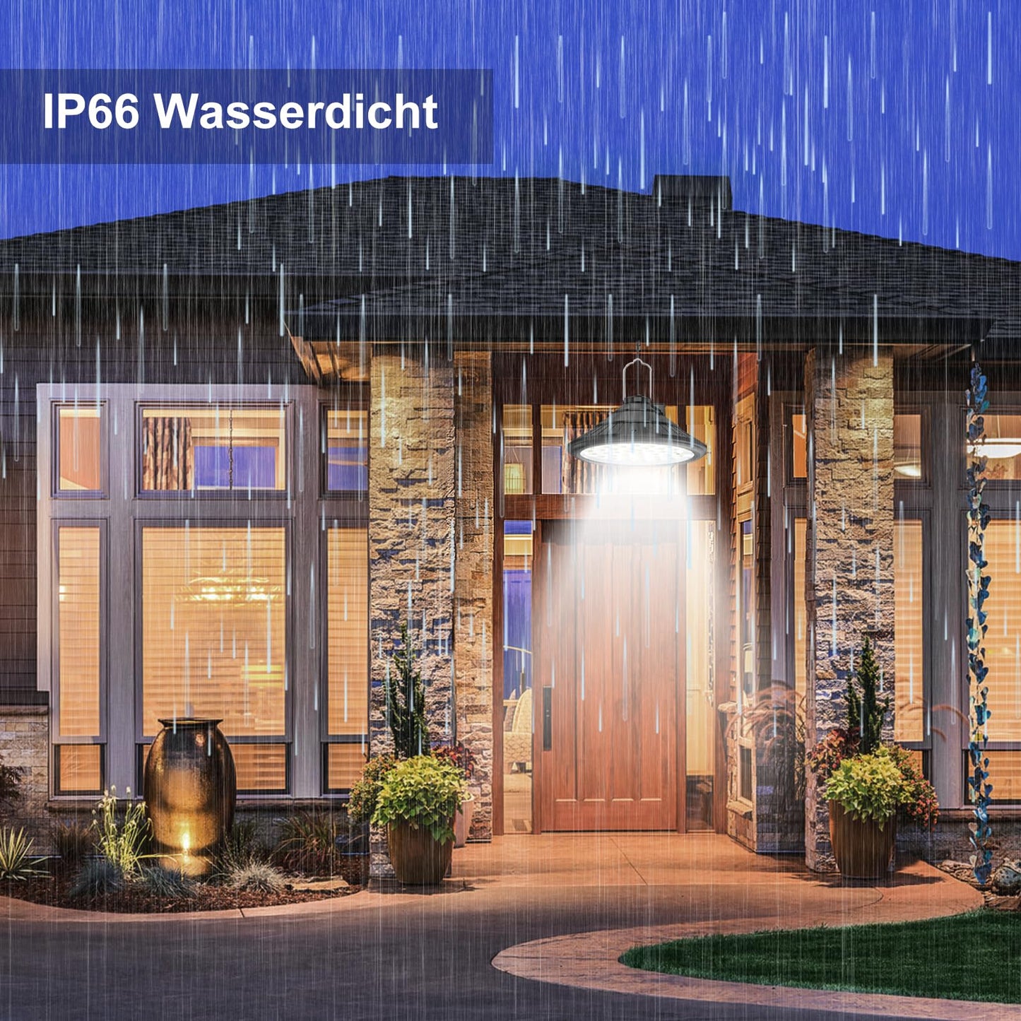 Lixada Solar Powered Pendant Lamp Outdoor IP66 Waterproof Hanging Lights with Remote Controller Garage Light 3 Color Temperatures Dimmable Courtyard Lamp for Barn Farm Garden Yard Patio